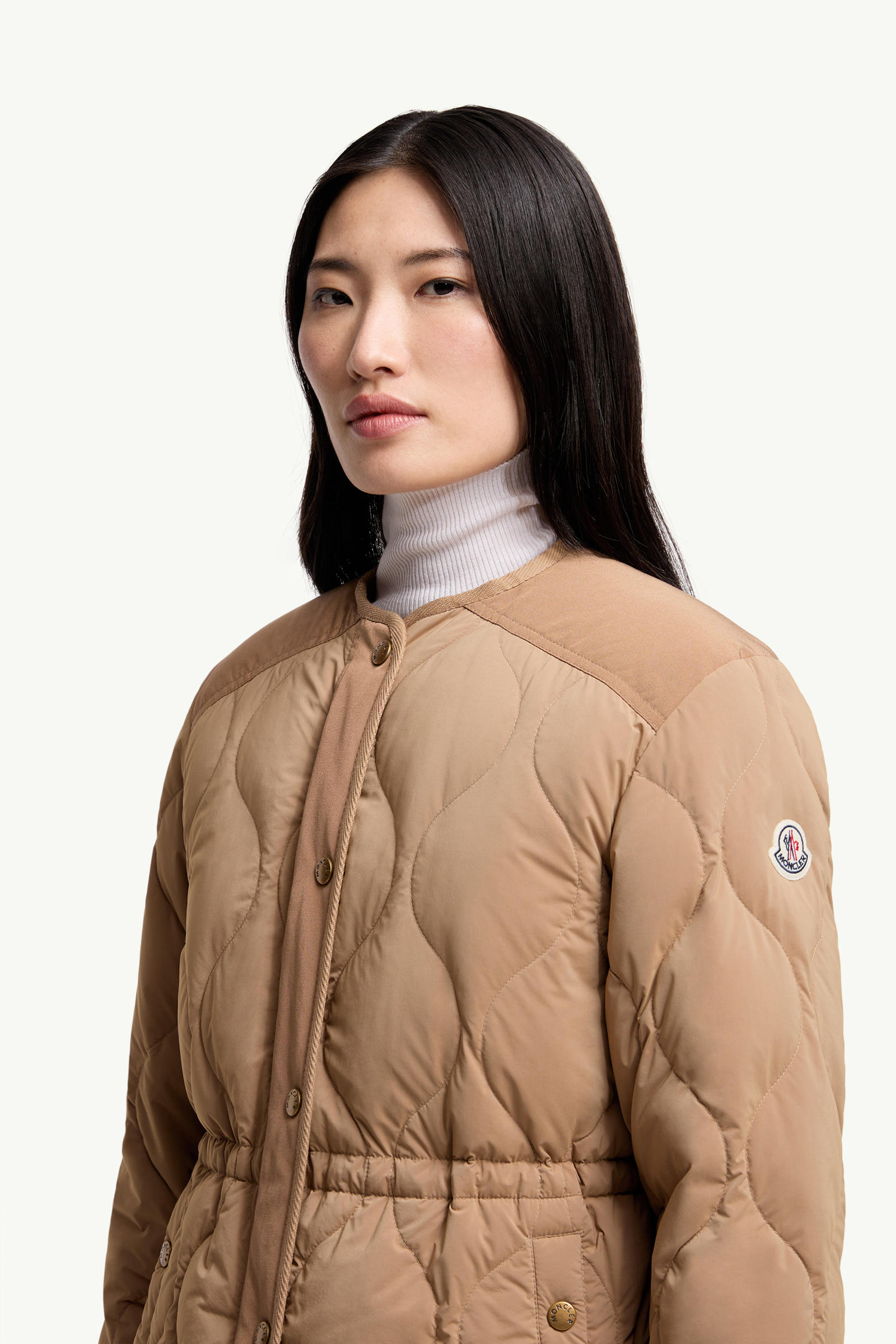 Quintin kurze 3-in-1 Daunenjacke mit Shearling-Besatz Damen Beige Moncler 5