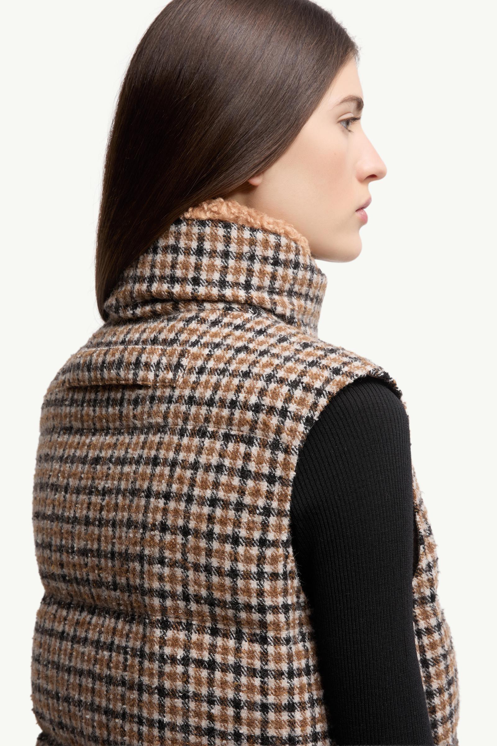 Brown & Black Touvet Wool Blend Down Vest - Vests for Women