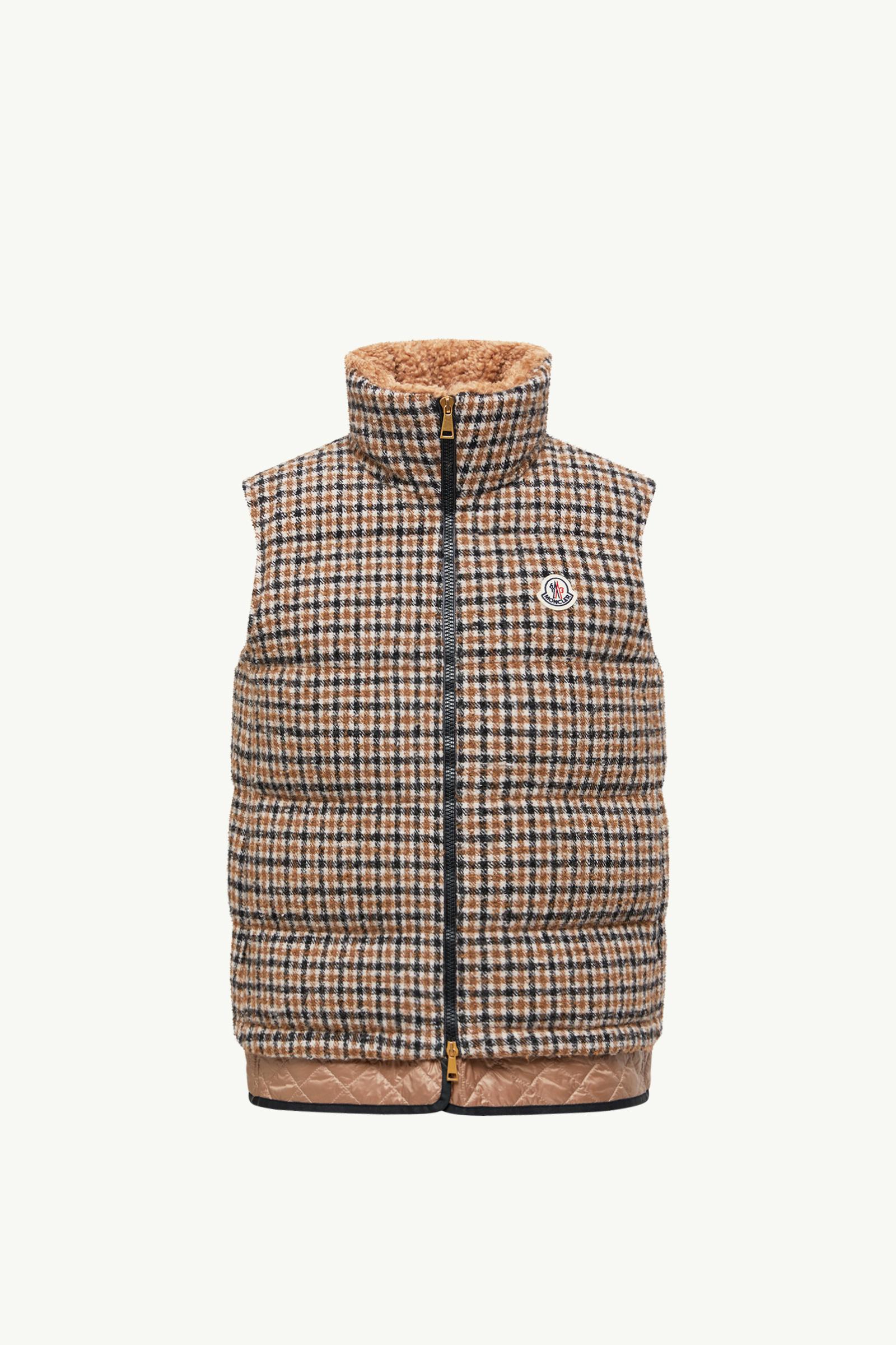 Brown & Black Touvet Wool Blend Down Vest - Vests for Women