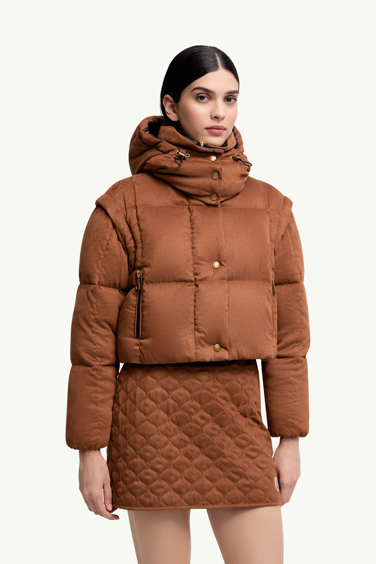 Paterne二合一連帽短身羽絨外套 女士 啡色 Moncler 3