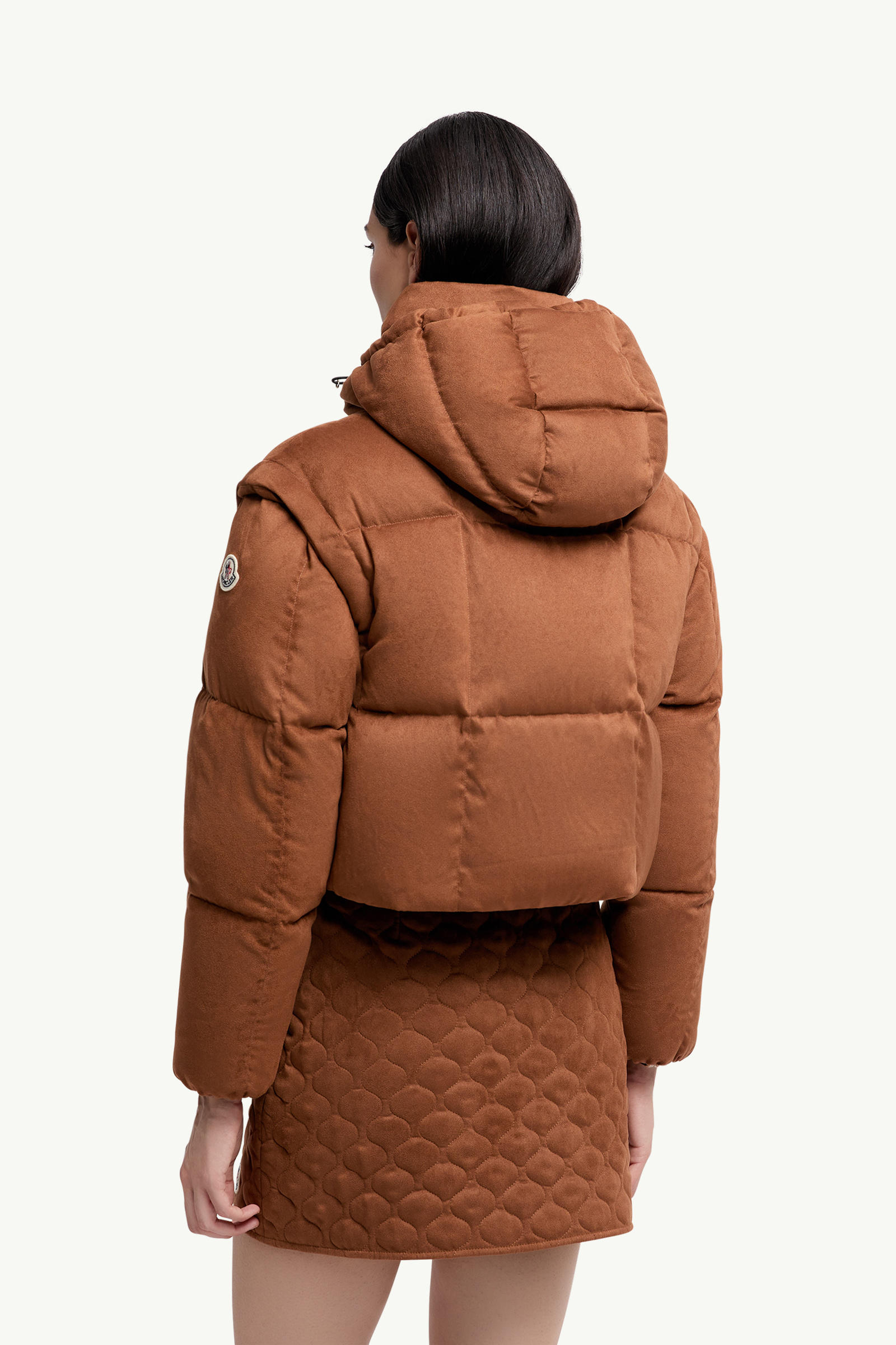 Paterne 2-in-1 Hooded Short Down Jacket Women Brown Moncler 4