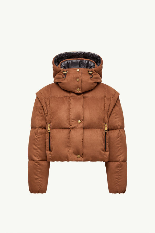Paterne 2-in-1 Hooded Short Down Jacket Women Brown Moncler 2