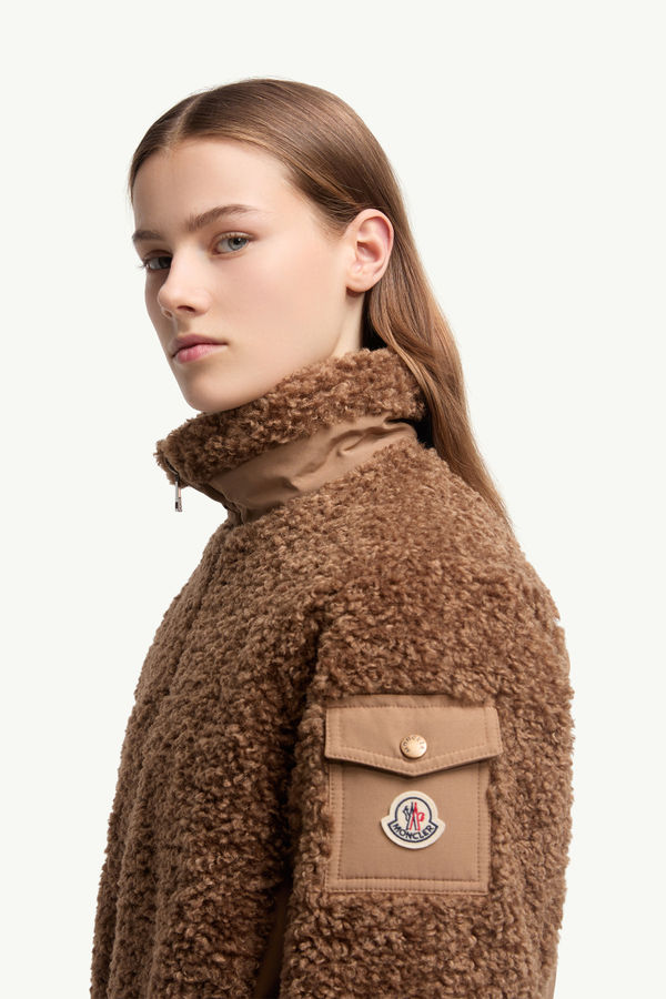 Coligny kurze Daunenjacke aus Teddystoff Damen Braun Moncler 1