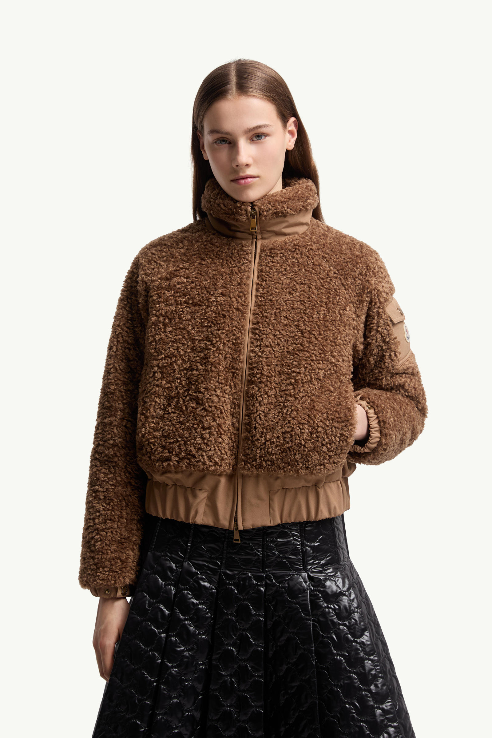 Piumino corto Coligny in teddy Donna Marrone Moncler 3