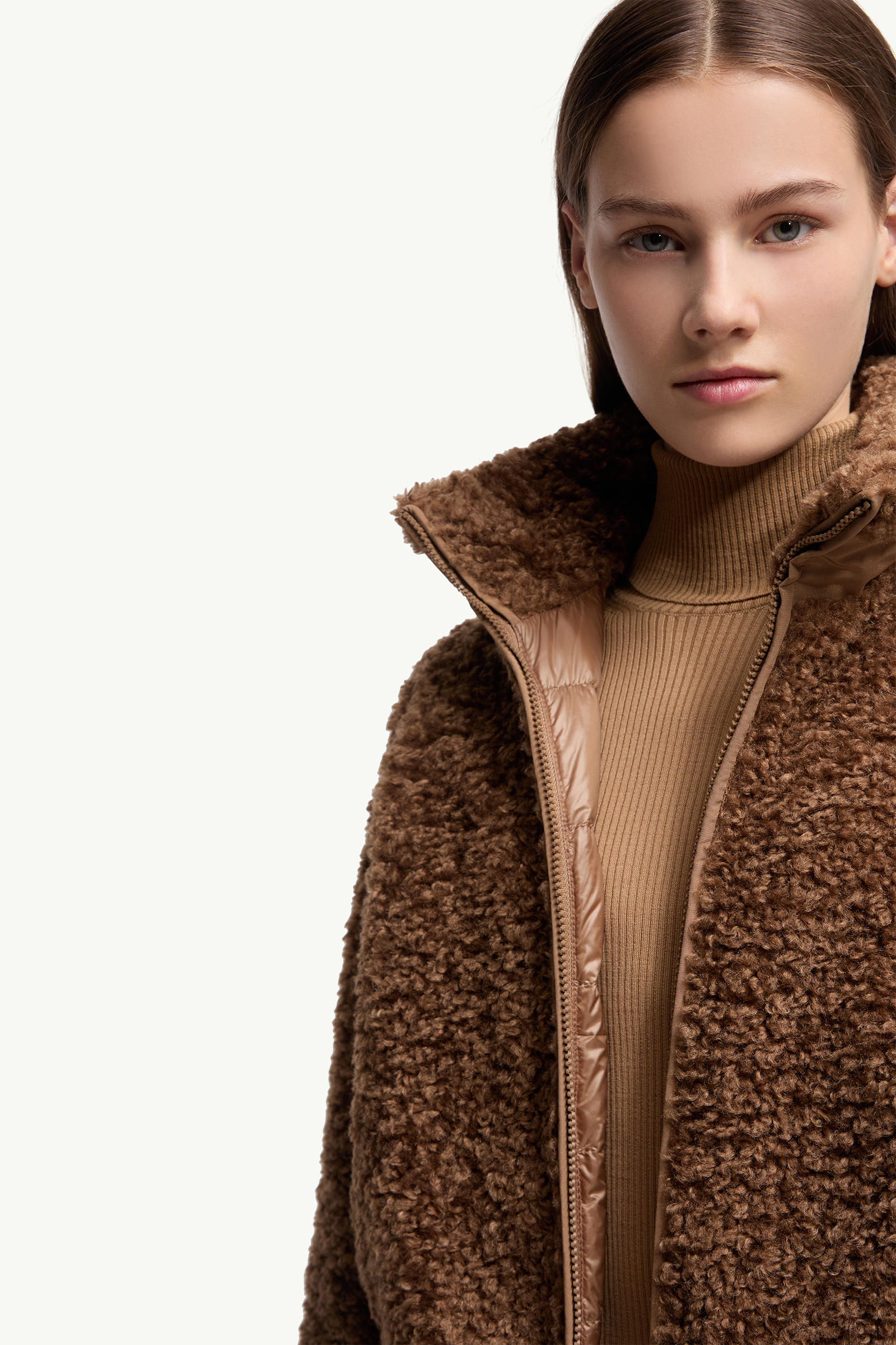 Piumino corto Coligny in teddy Donna Marrone Moncler 5