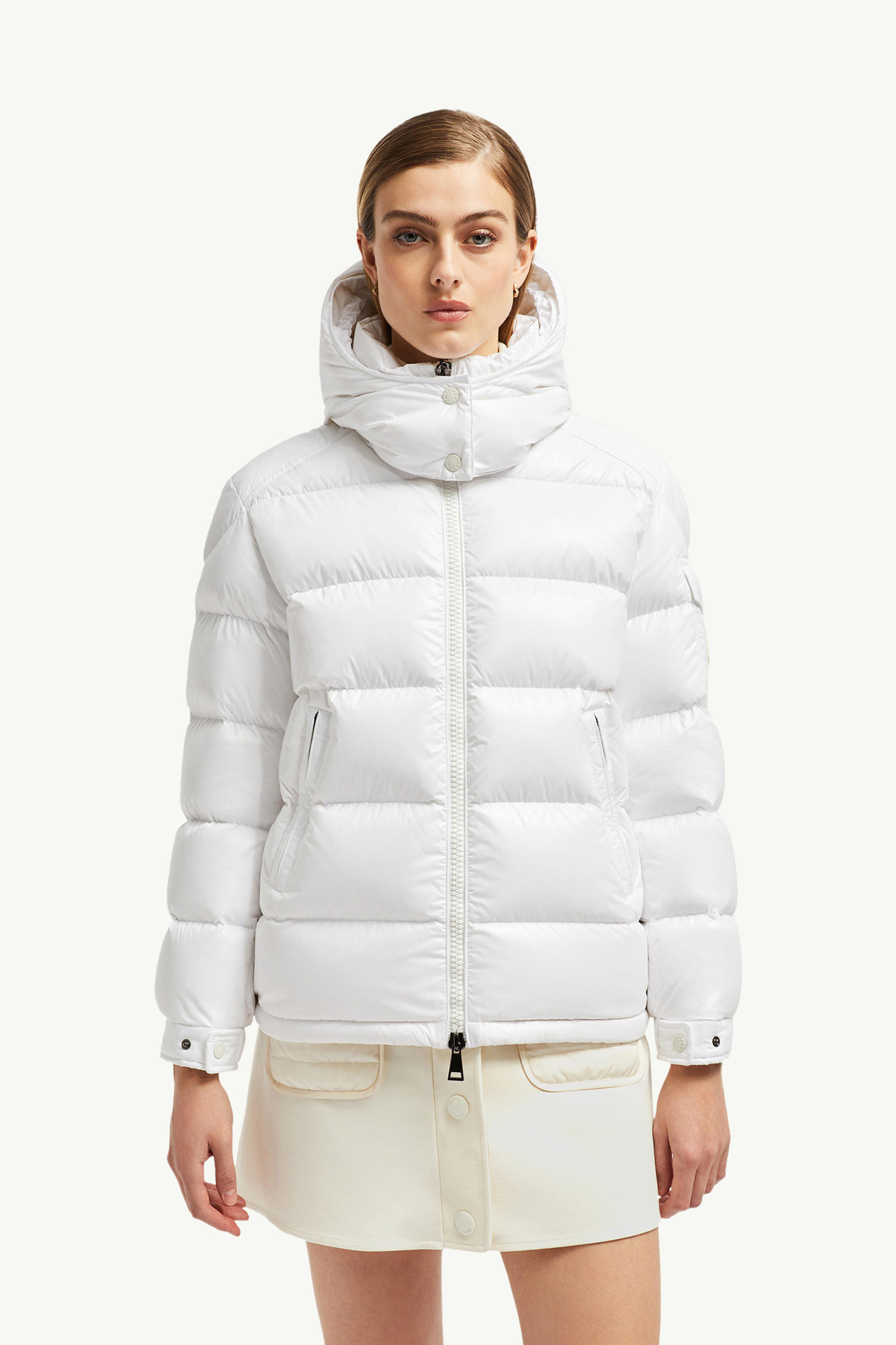 Maire Hooded Short Down Jacket Women Off White Moncler 3
