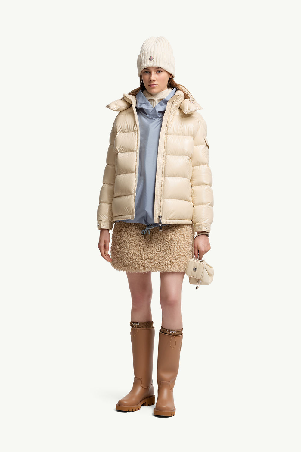 Maire Hooded Short Down Jacket Women Beige Moncler 0