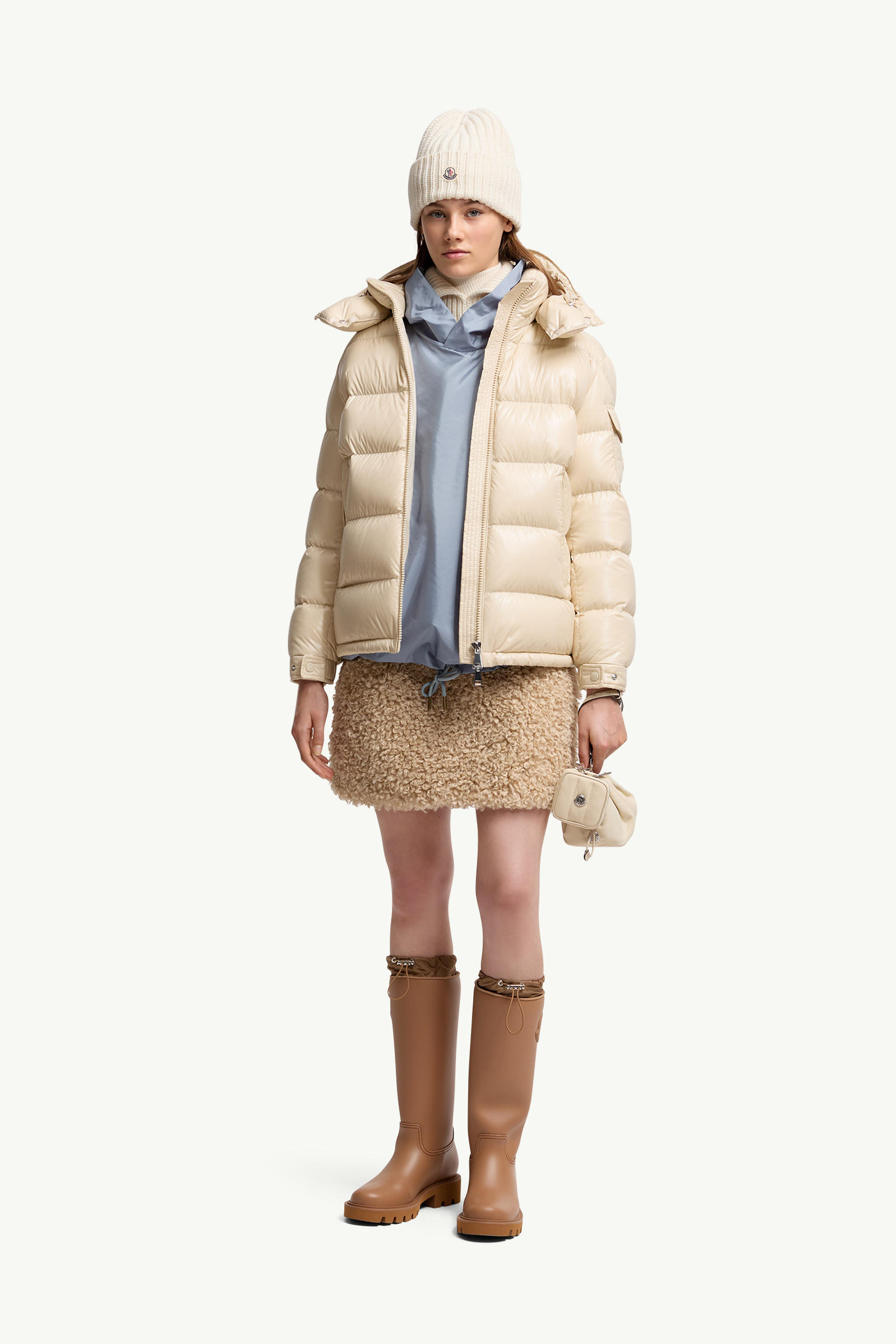 Maire kurze Daunenjacke mit Kapuze Damen Beige Moncler 0