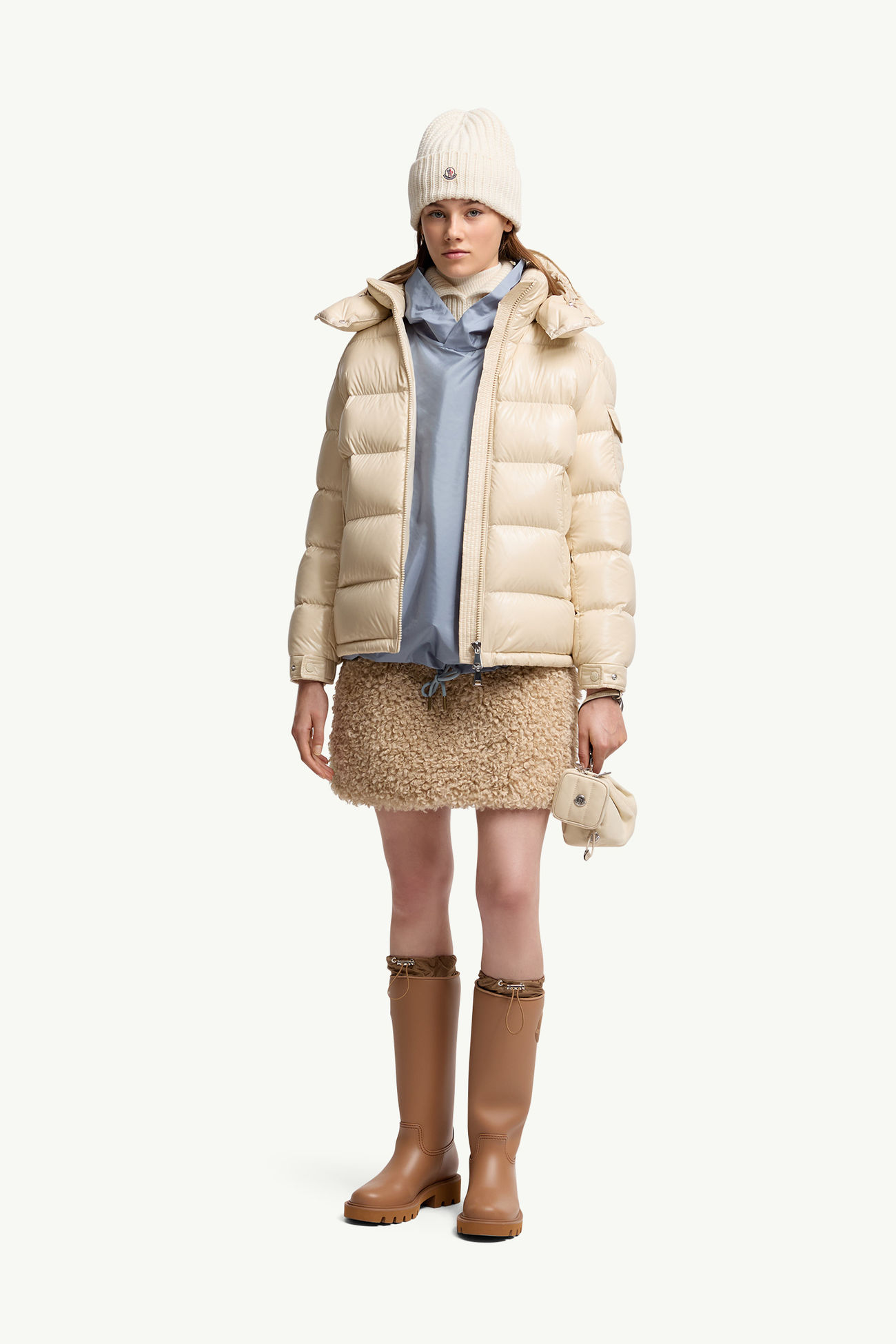 Maire連帽短身羽絨外套 女士 米色 Moncler 0