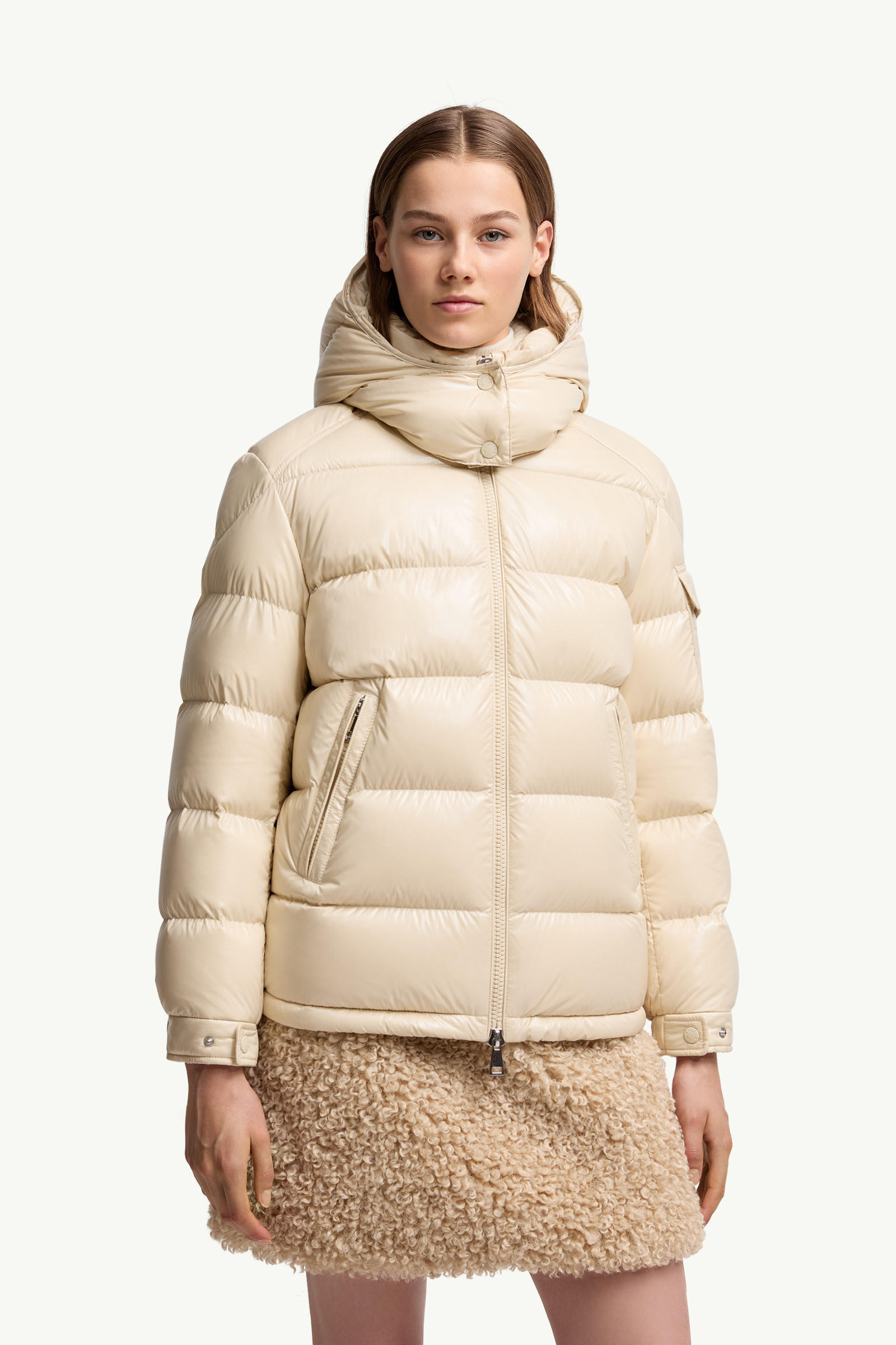 Maire kurze Daunenjacke mit Kapuze Damen Beige Moncler 3