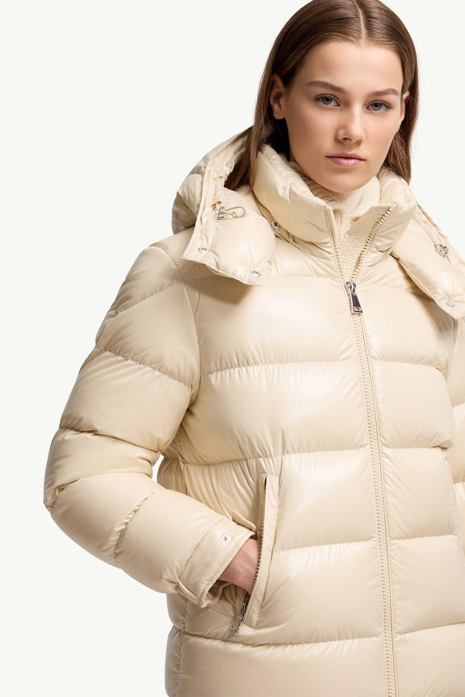 Maire kurze Daunenjacke mit Kapuze Damen Beige Moncler 6