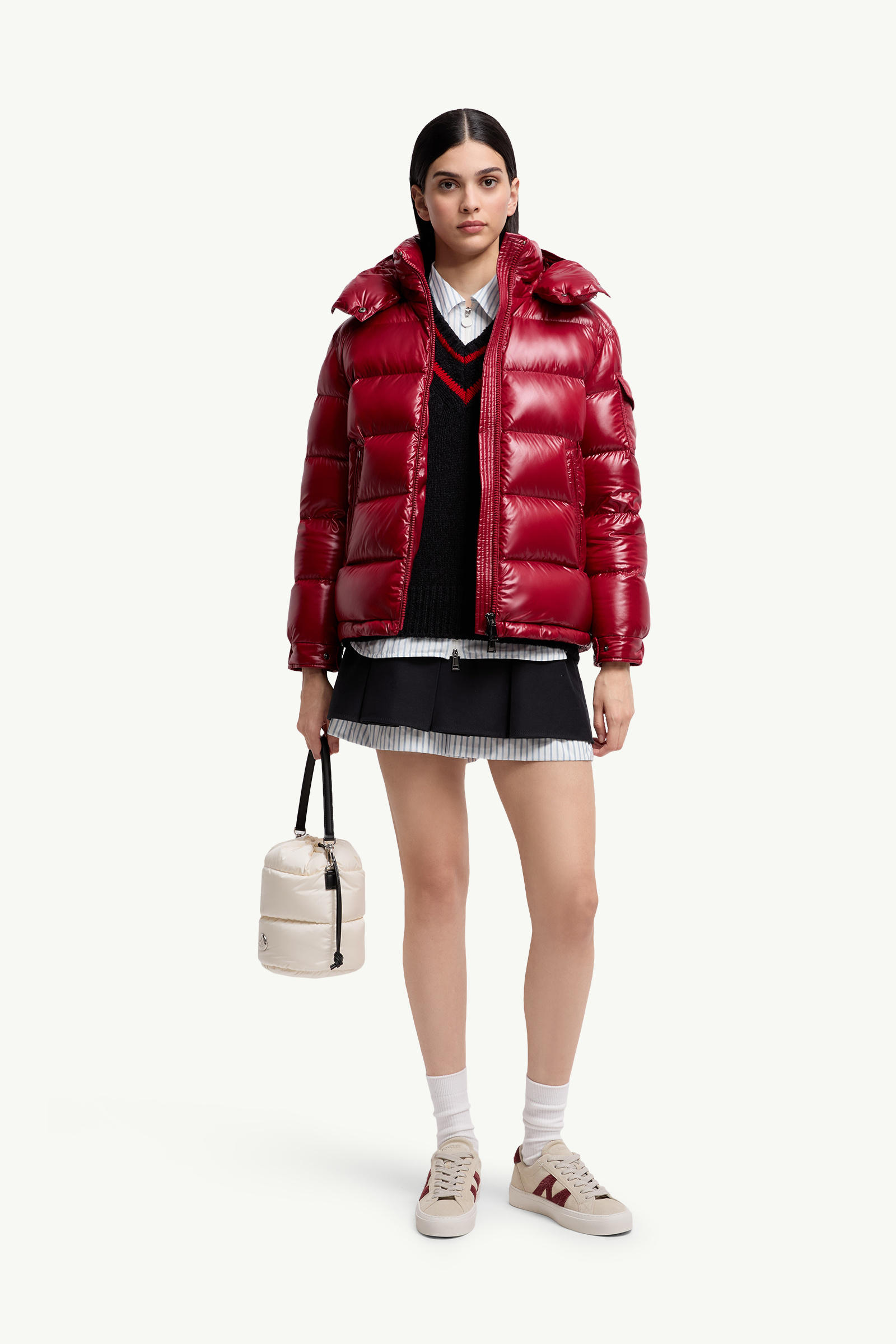 Maire Hooded Short Down Jacket Women Red Moncler 0