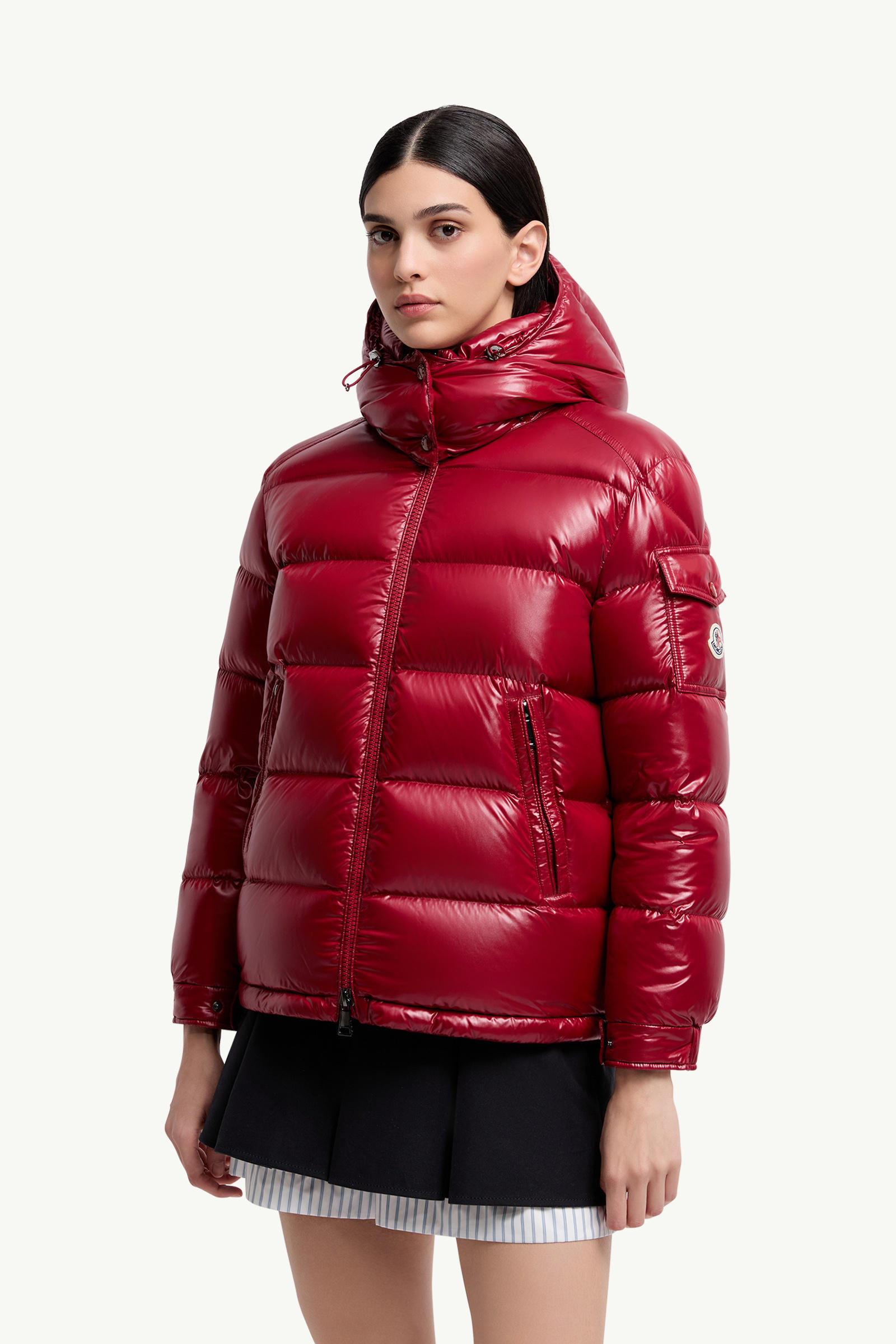 Maire Hooded Short Down Jacket Women Red Moncler 3
