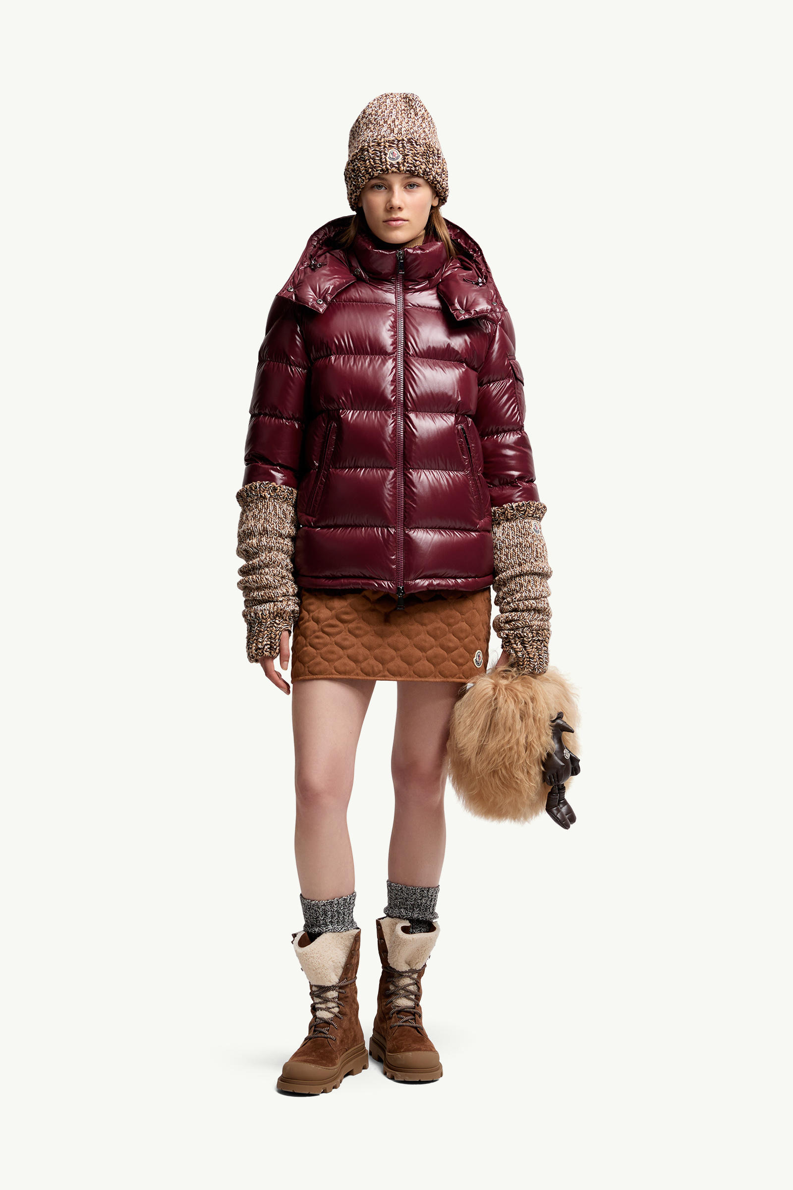 Maire kurze Daunenjacke mit Kapuze Damen Burgunderrot Moncler 0