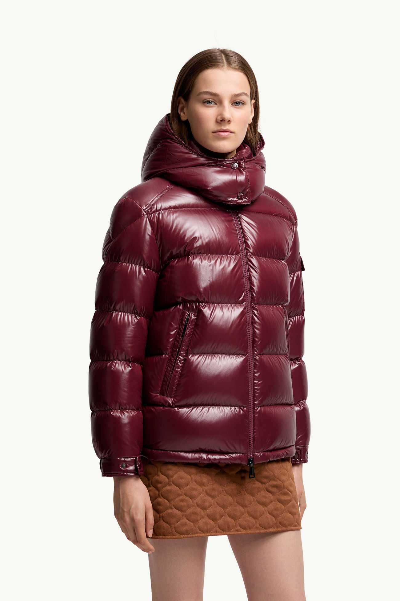 Maire kurze Daunenjacke mit Kapuze Damen Burgunderrot Moncler 3