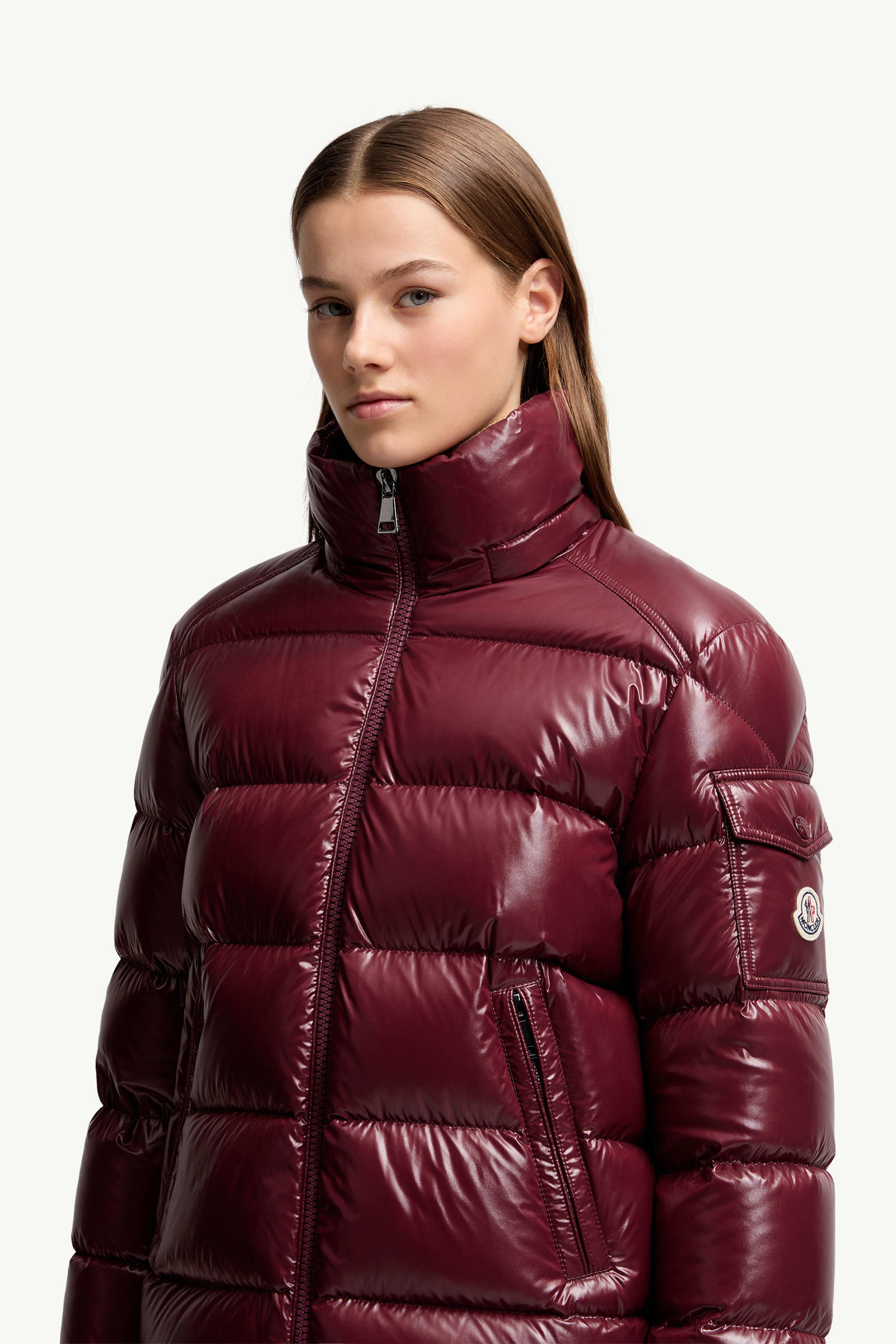 Maire kurze Daunenjacke mit Kapuze Damen Burgunderrot Moncler 5