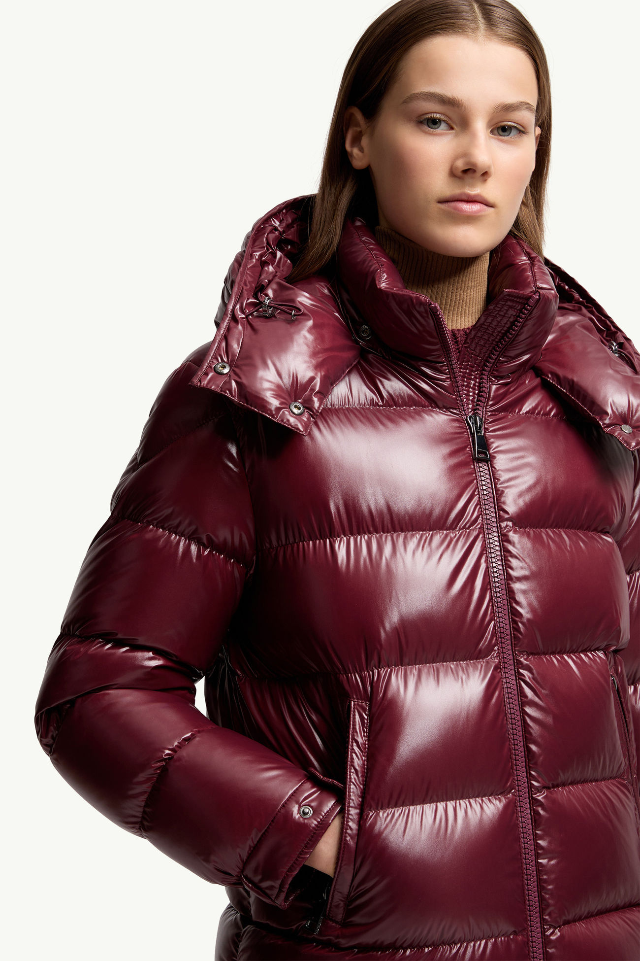 Maire kurze Daunenjacke mit Kapuze Damen Burgunderrot Moncler 6