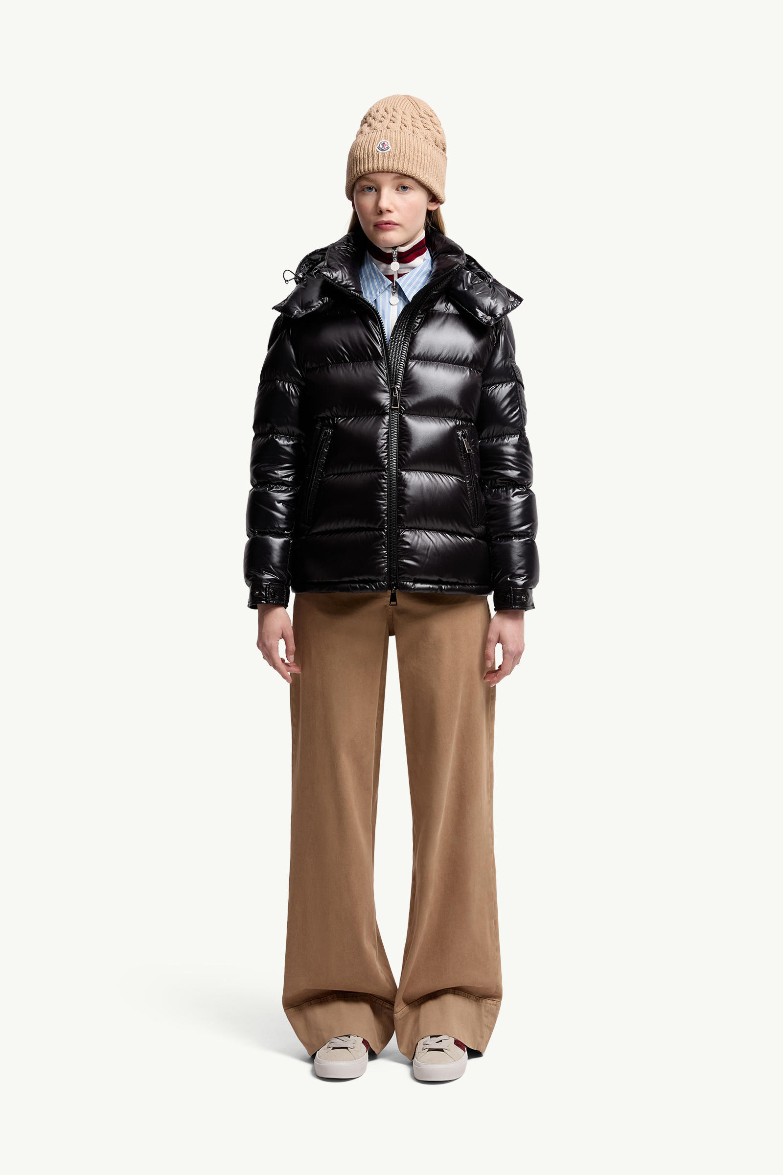 Maire Hooded Short Down Jacket Women Black Moncler 0