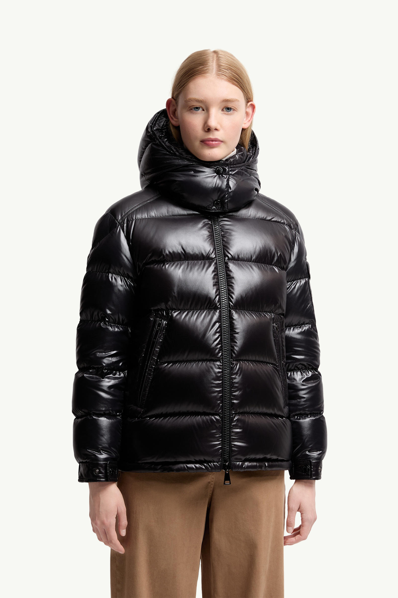 Maire Hooded Short Down Jacket Women Black Moncler 3
