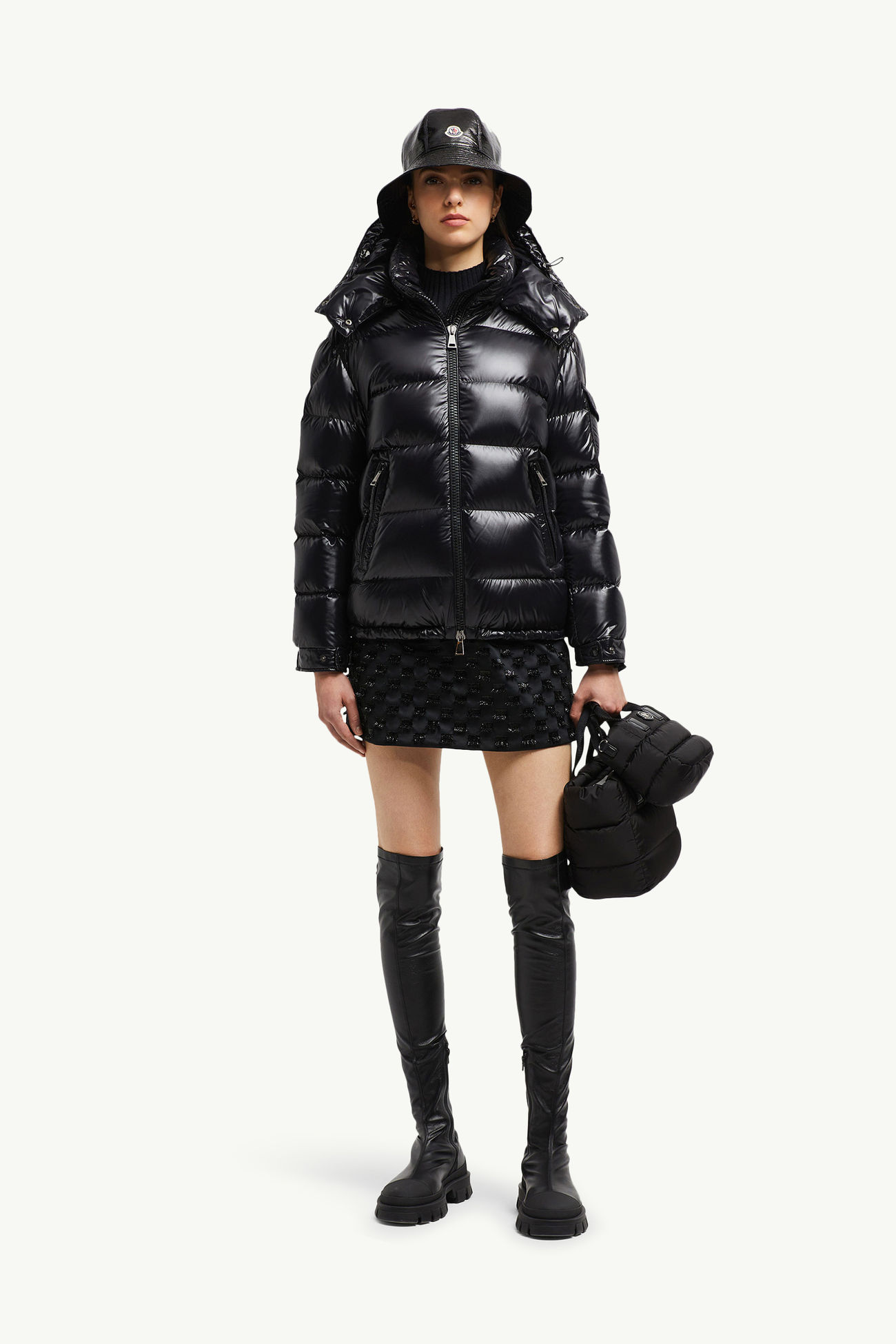 Plumífero corto con capucha Maire Mujer Negro Moncler 0