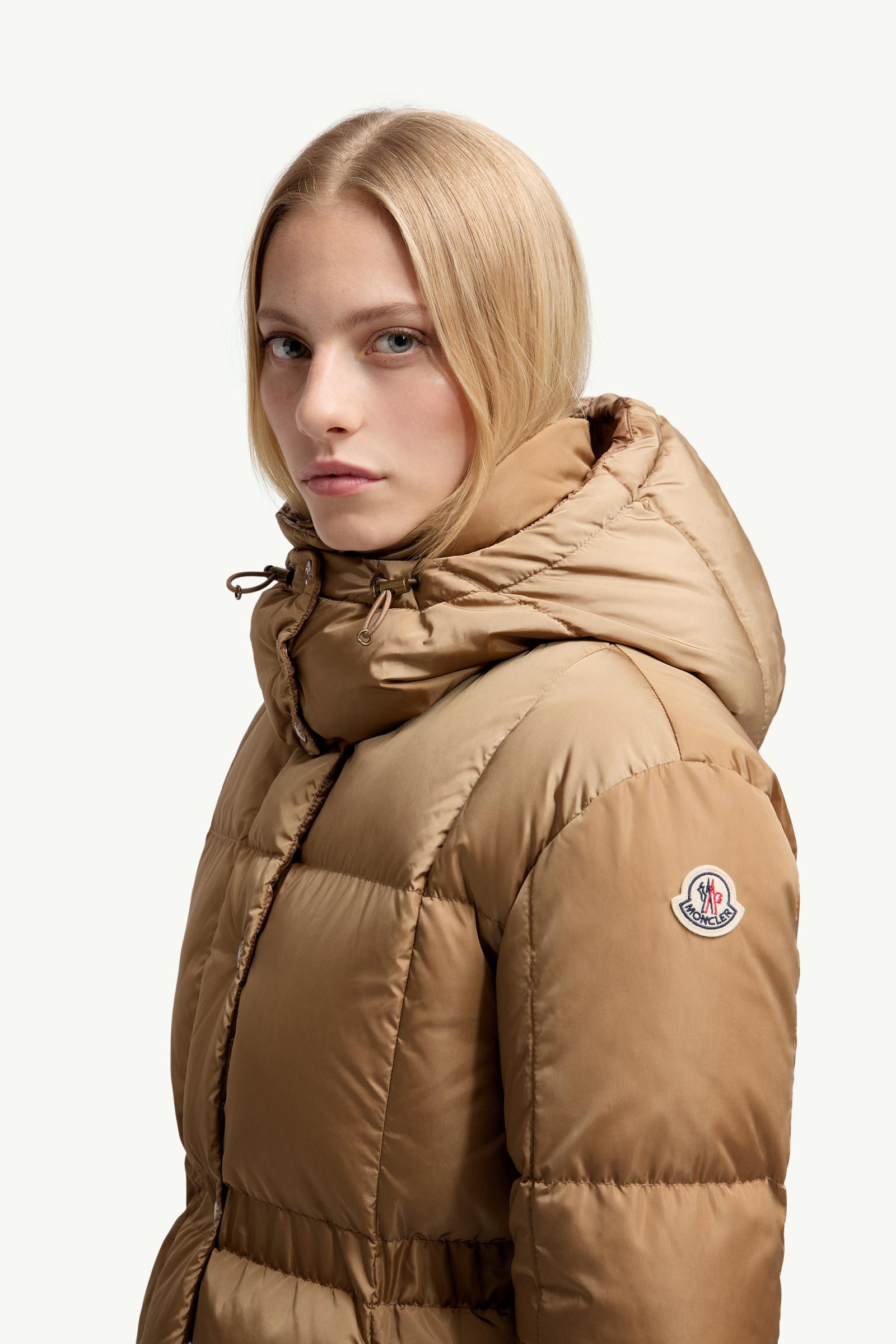Agneux Square-Quilted Hooded Short Down Jacket Women Beige Moncler 1