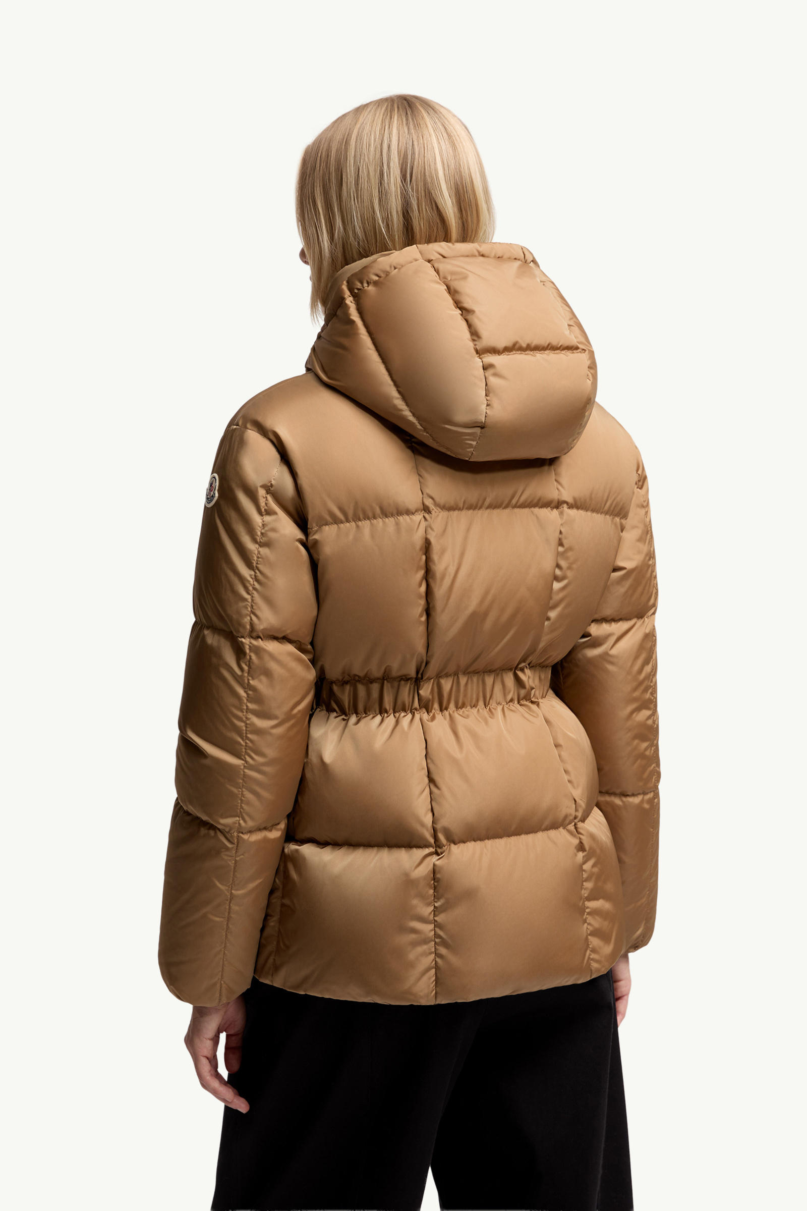 Agneux Square-Quilted Hooded Short Down Jacket Women Beige Moncler 4