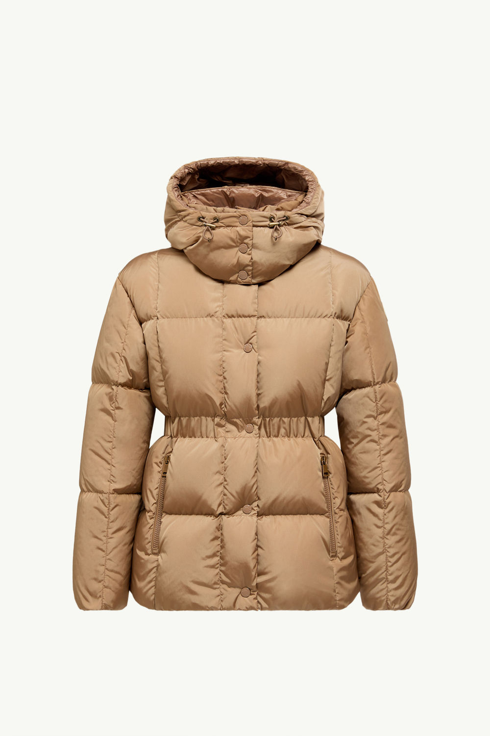 Agneux Square-Quilted Hooded Short Down Jacket Women Beige Moncler 2