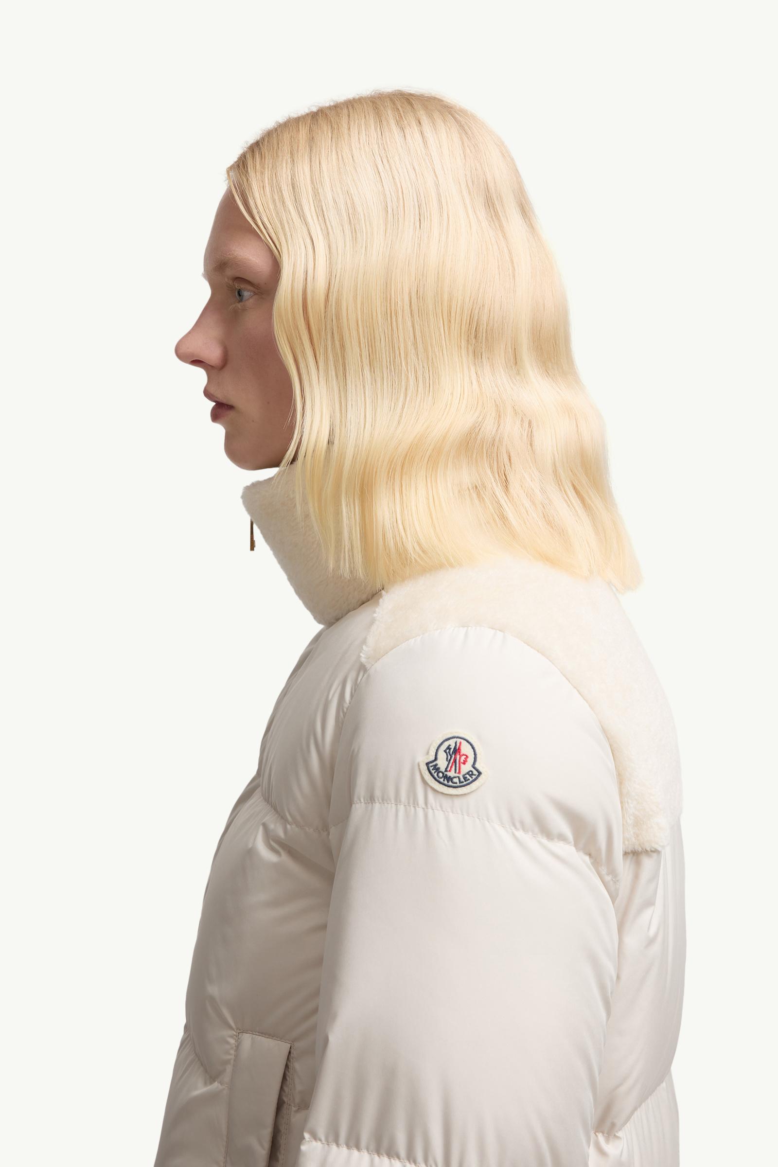 White Esnaie Teddy-Trimmed Short Down Jaket - Short Down Jackets