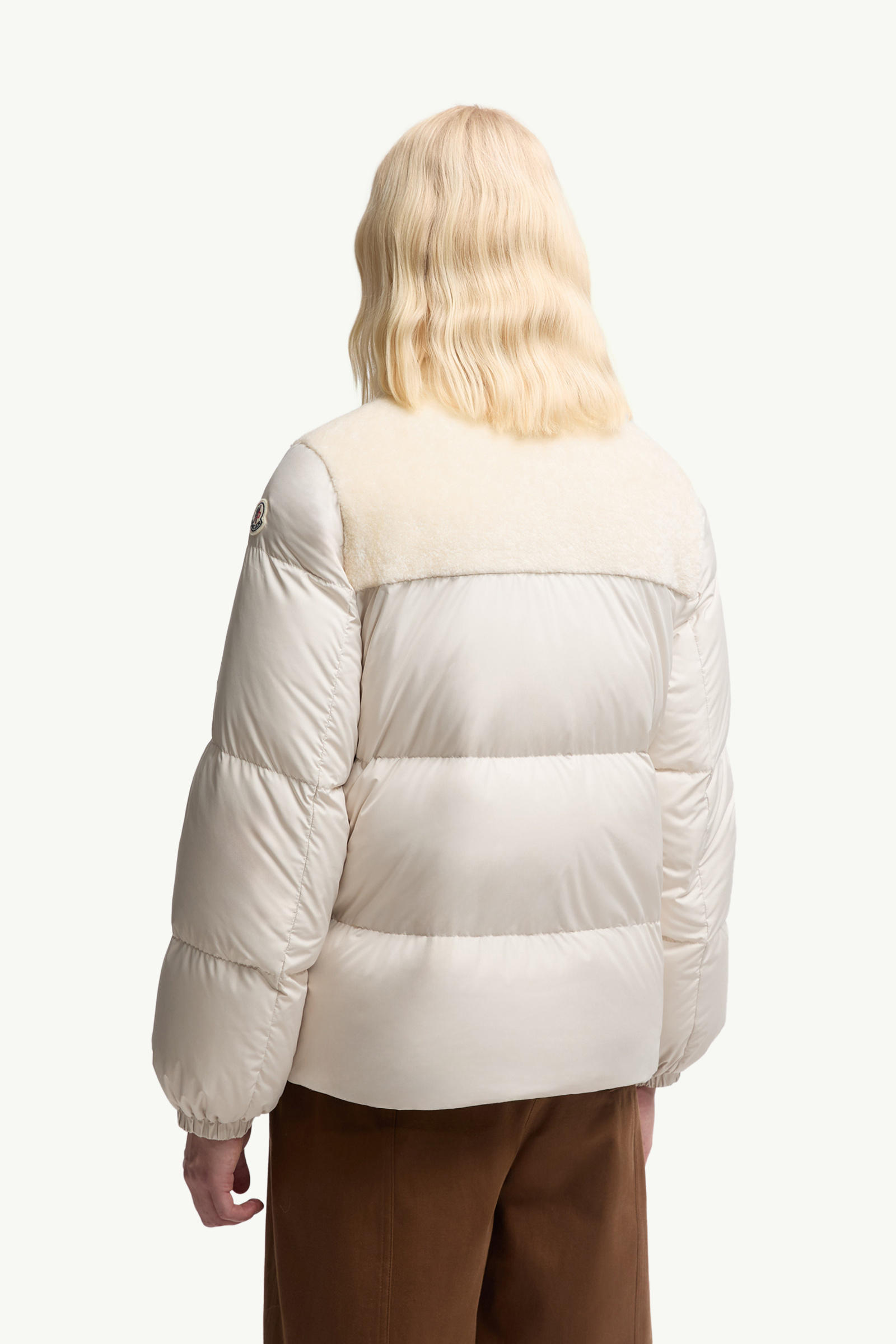 Esnaie Teddy-Trimmed Short Down Jaket Women White Moncler 4