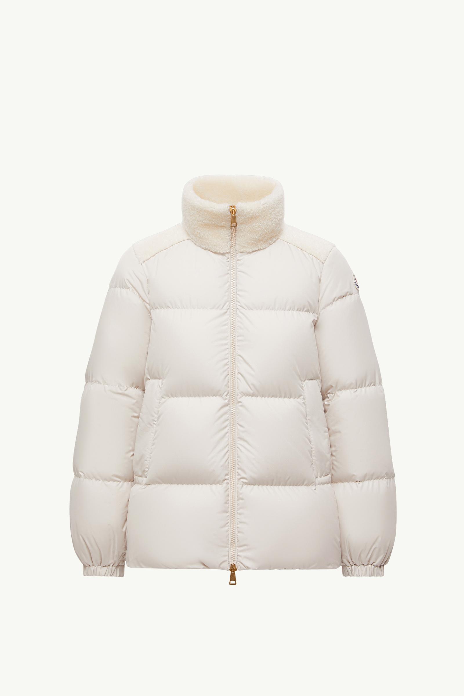 White Esnaie Teddy-Trimmed Short Down Jacket - Short Down Jackets