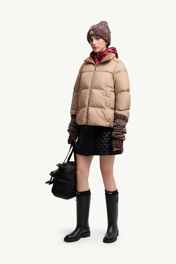 Doudoune avec bordures en teddy Esnaie Femmes Beige Moncler 0