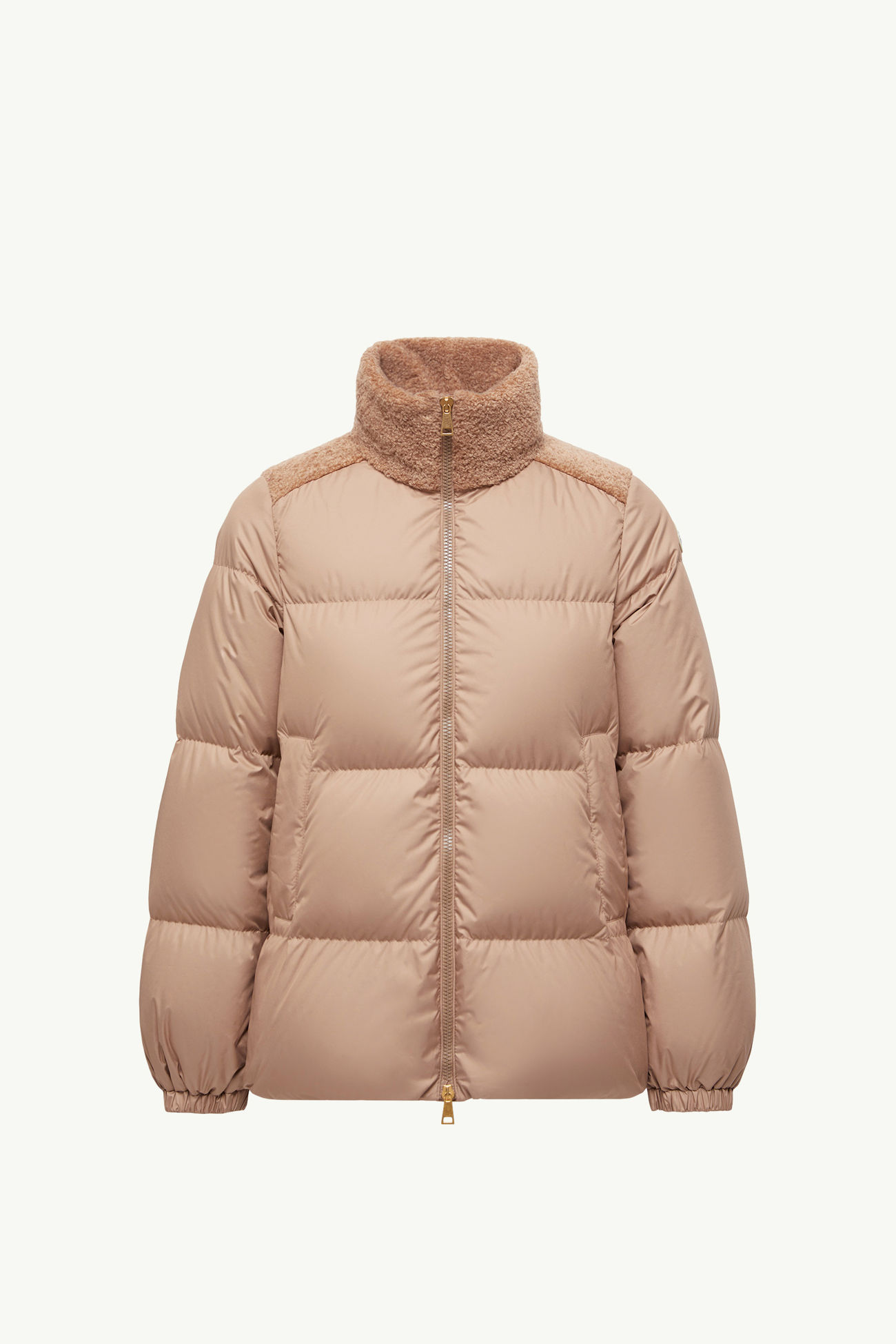 Esnaie Teddy-Trimmed Short Down Jacket Women Beige Moncler 2