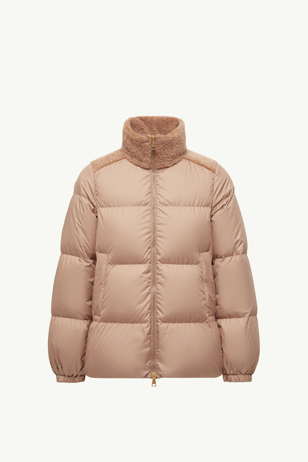 Esnaie Teddy-Trimmed Short Down Jaket Women Beige Moncler 2