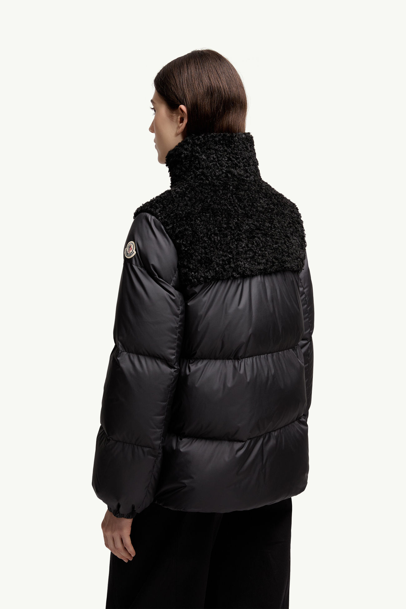 Esnaie Teddy-Trimmed Short Down Jaket Women Black Moncler 4