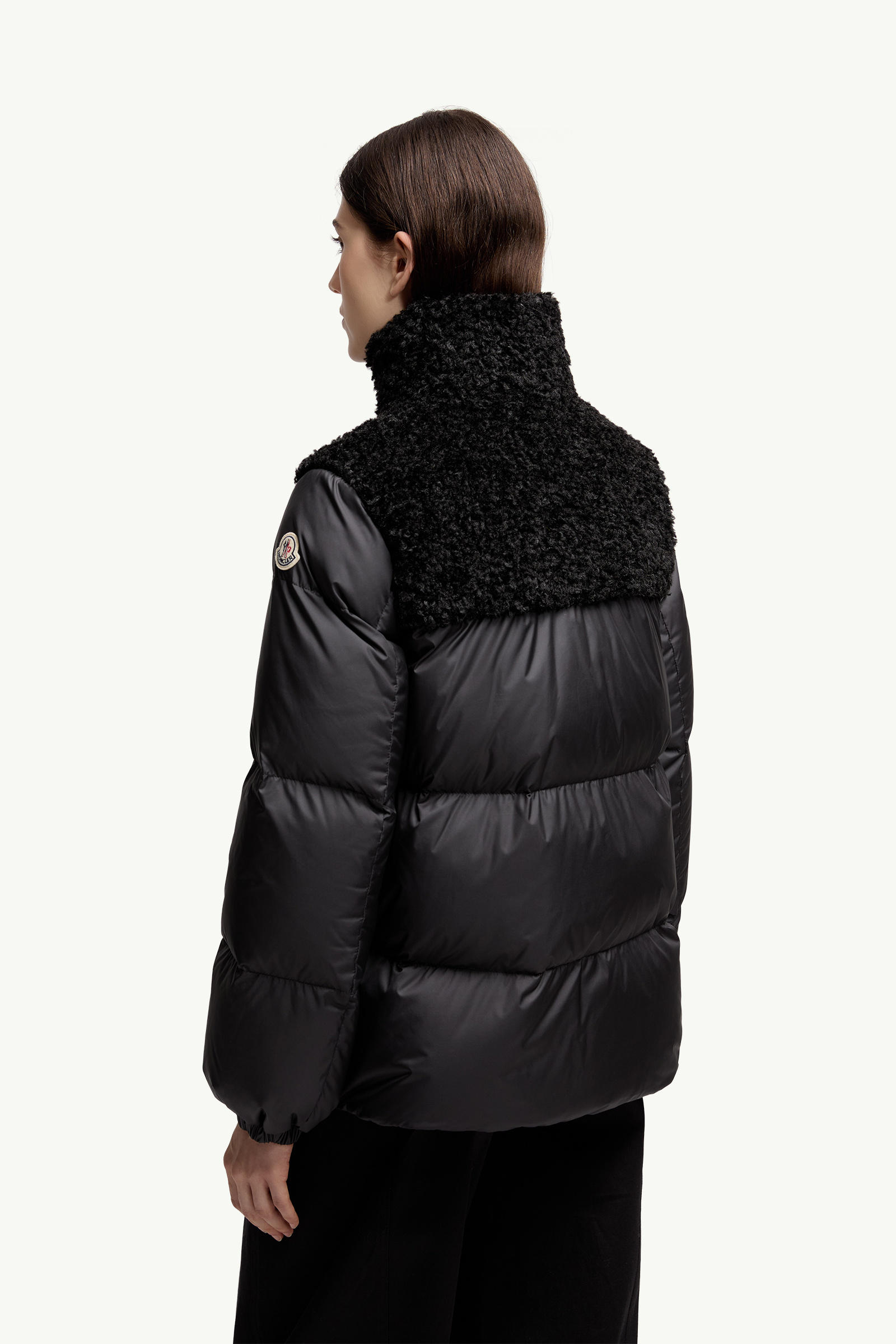 Esnaie Teddy-Trimmed Short Down Jaket Women Black Moncler 4