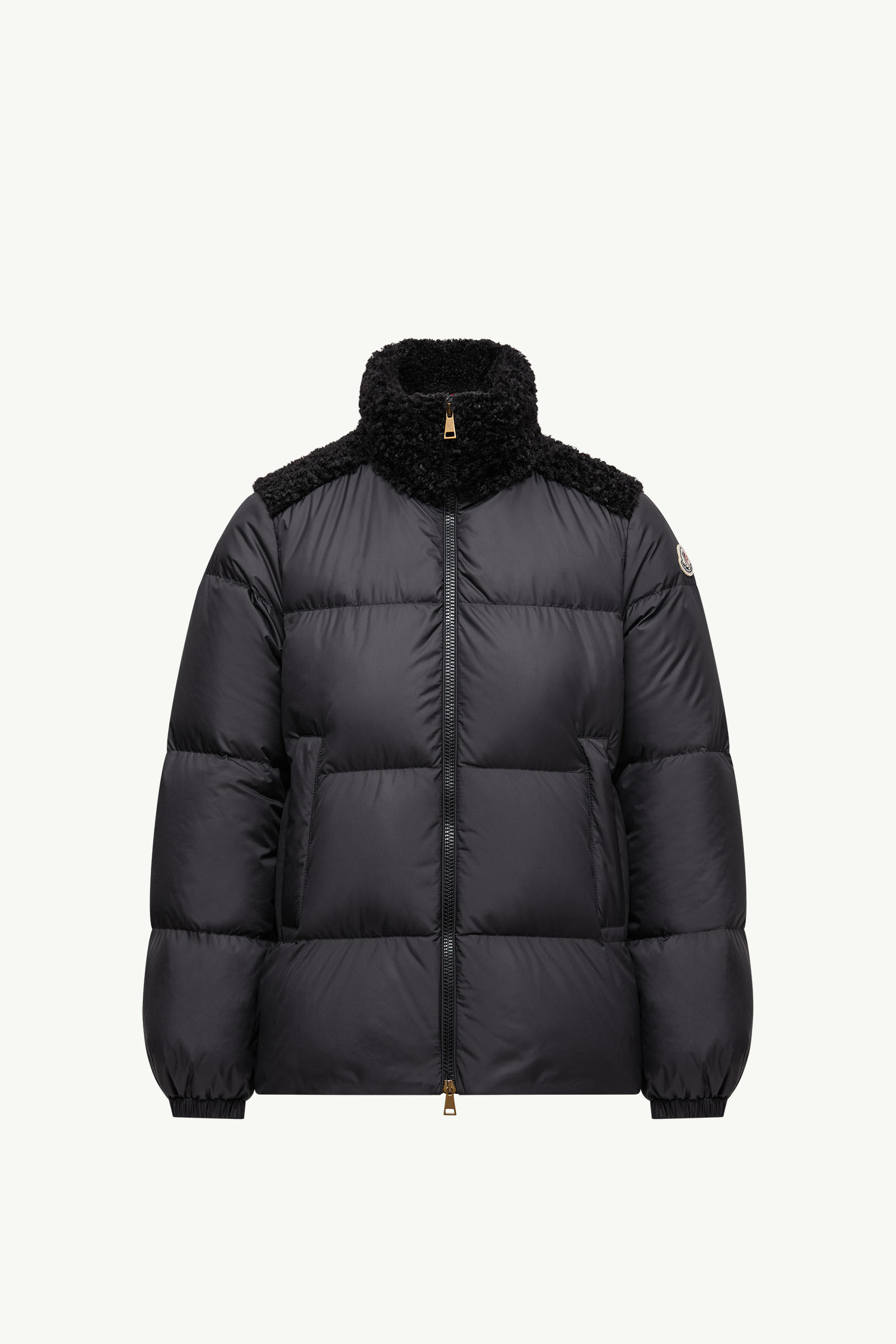 Esnaie Teddy-Trimmed Short Down Jaket Women Black Moncler 2