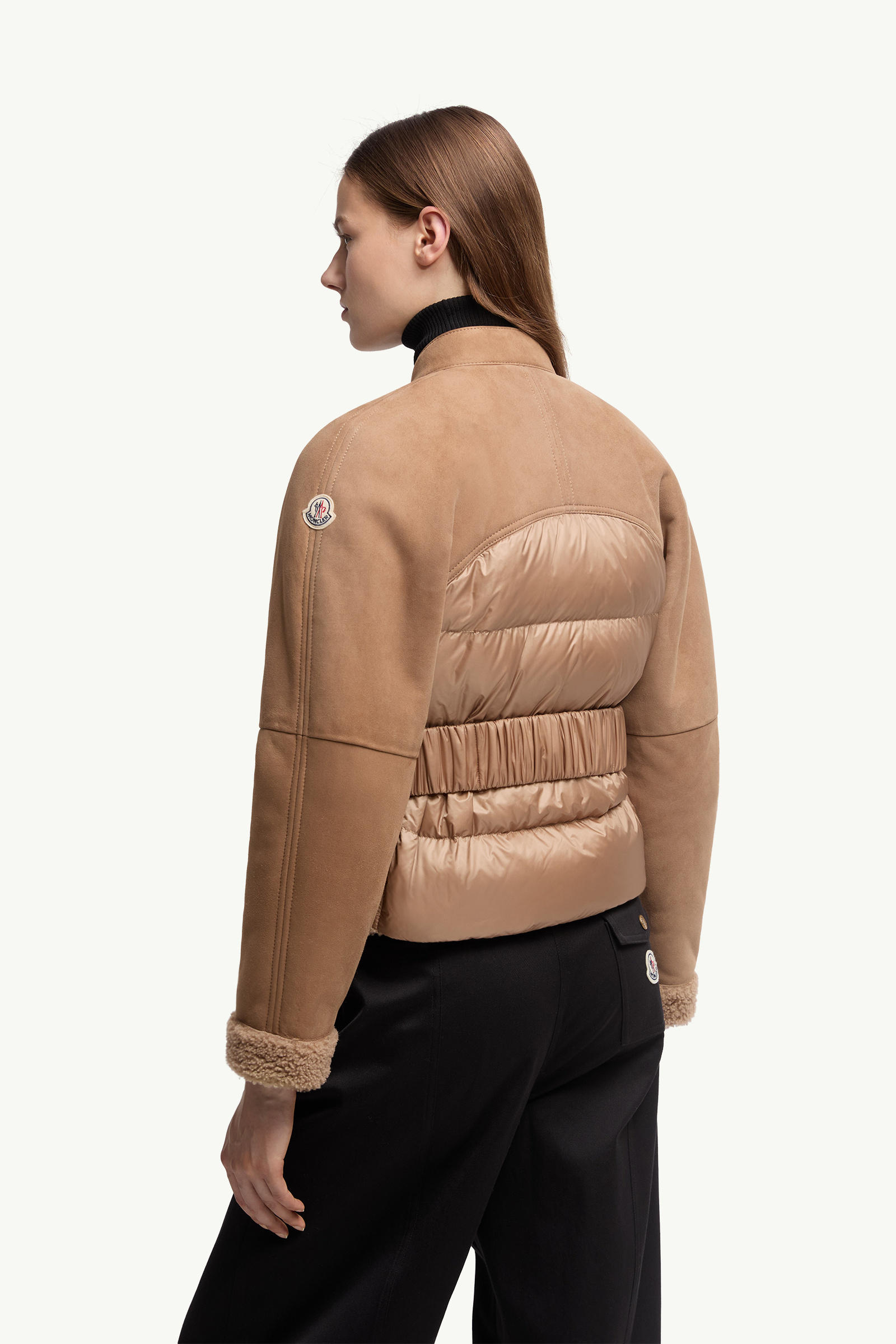 Vougeot Suede Short Down Jacket Women Beige Moncler 4