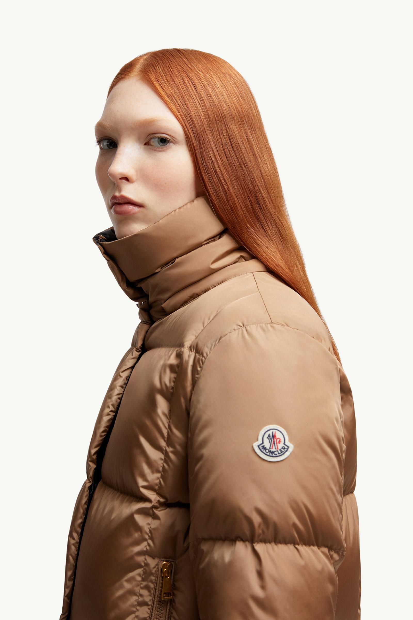 Castelnou Square-Quilted Hooded Short Down Jacket Women Camel Beige Moncler 1