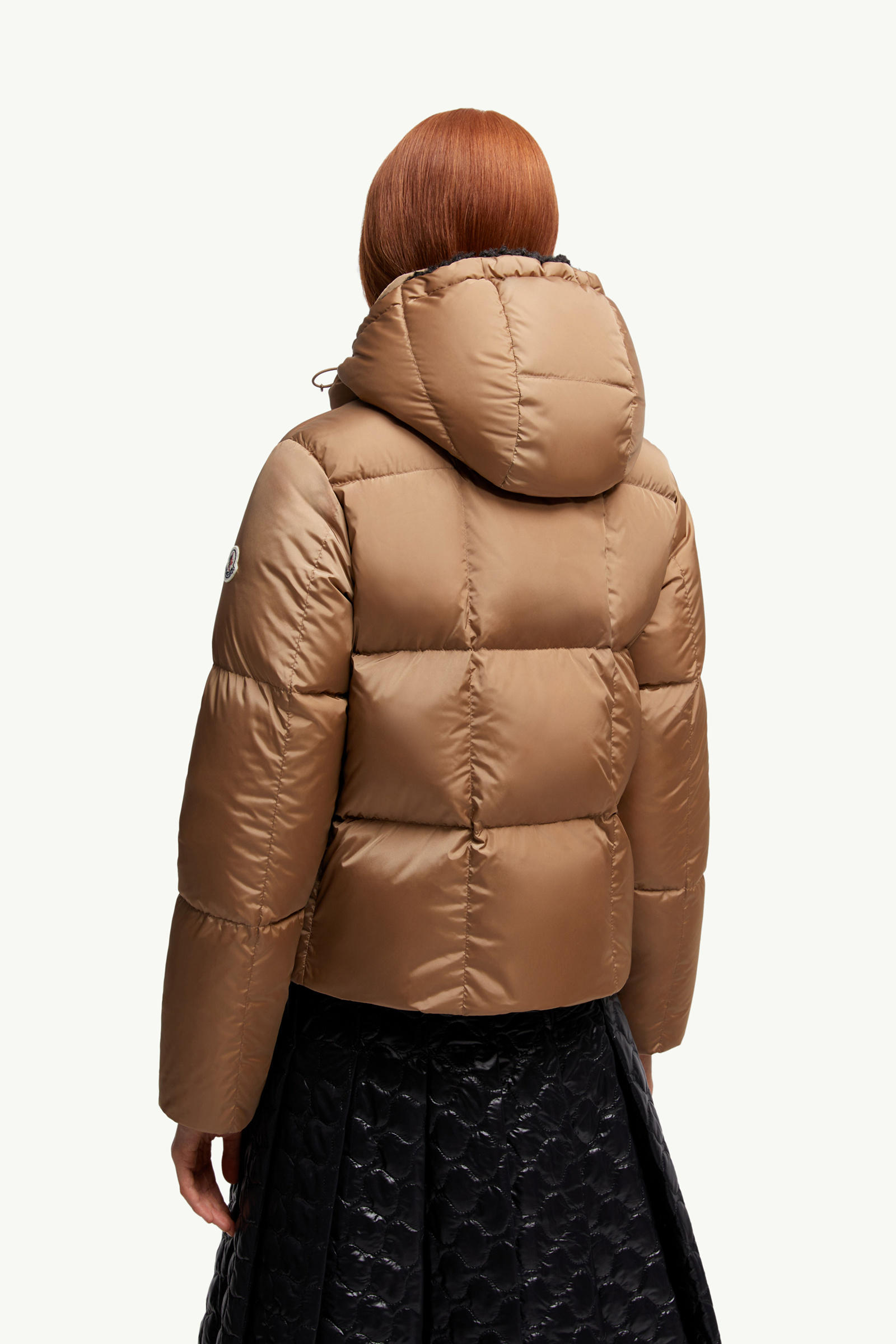 Castelnou Square-Quilted Hooded Short Down Jacket Women Camel Beige Moncler 4