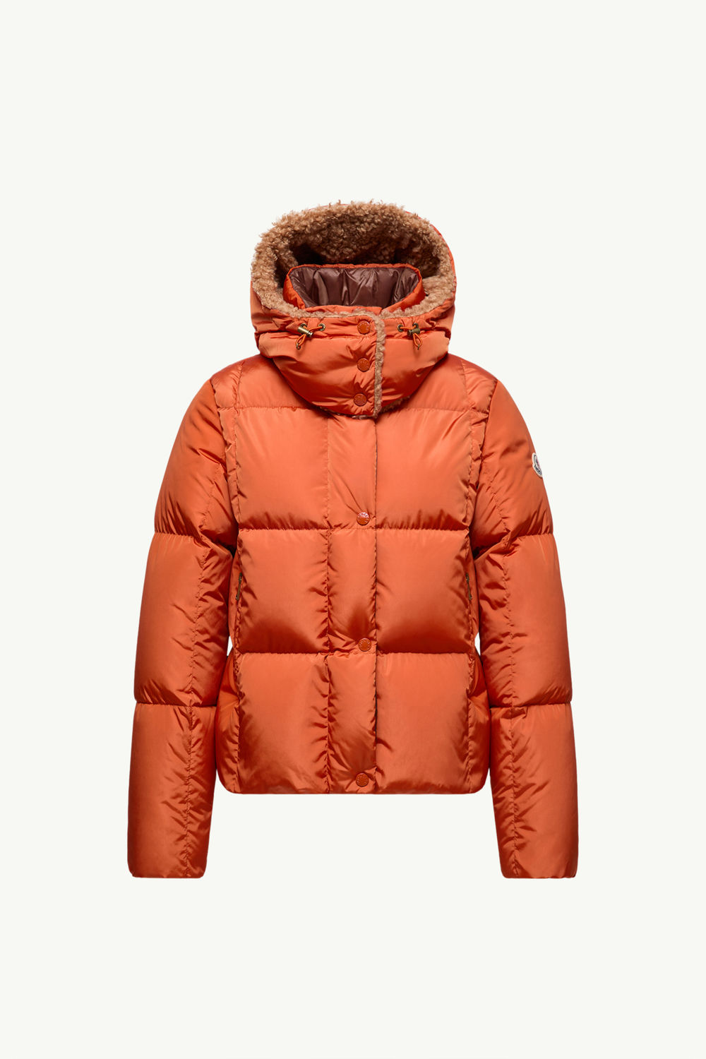 Castelnou Square-Quilted Hooded Short Down Jacket Women Dark Orange Moncler 2