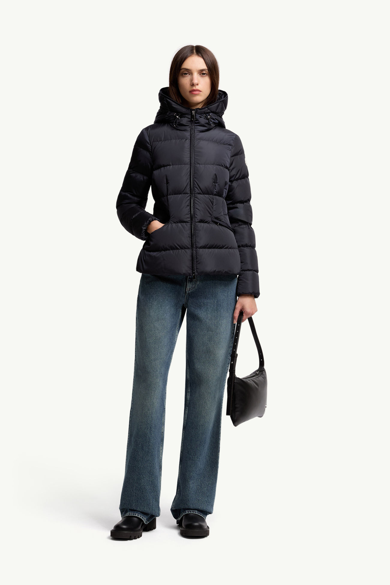 Avoce Hooded Short Down Jacket Women Night Blue Moncler 0