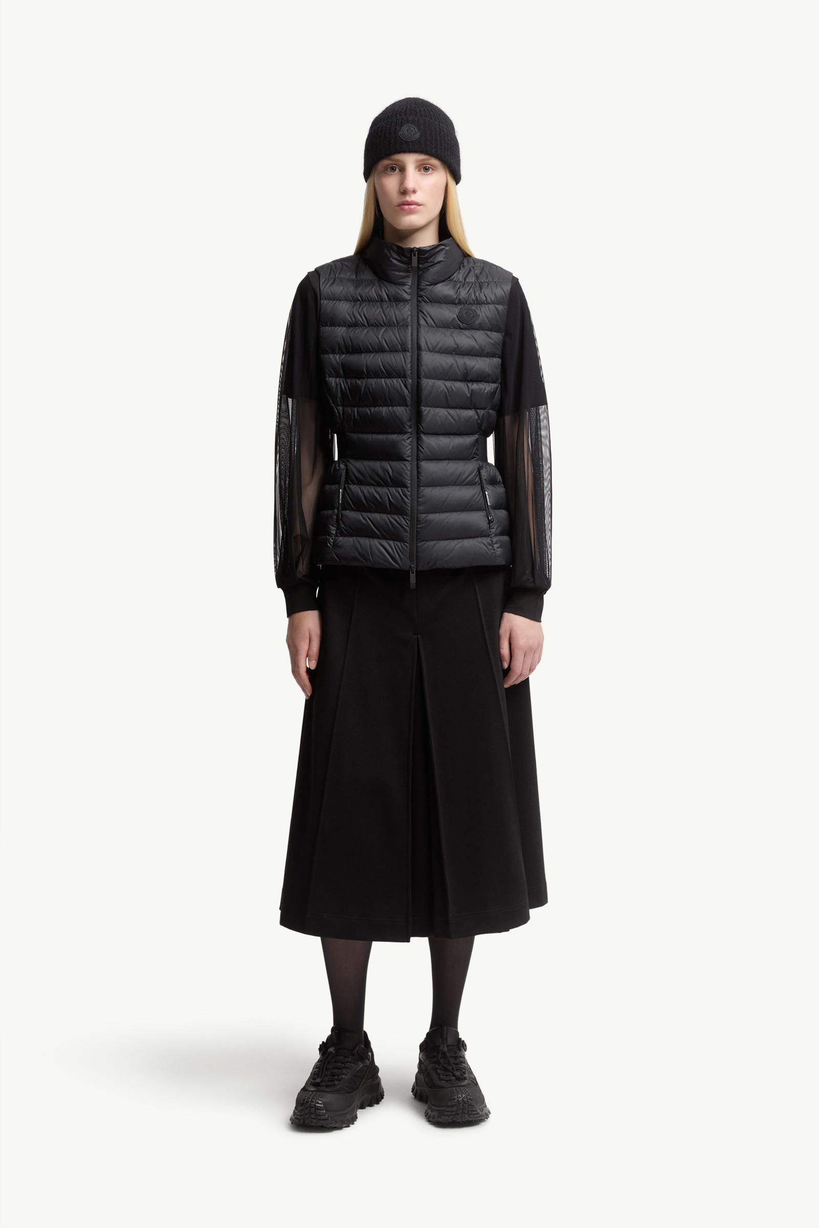 Valmarie Fit & Flare Down Gilet Women Black Moncler 0