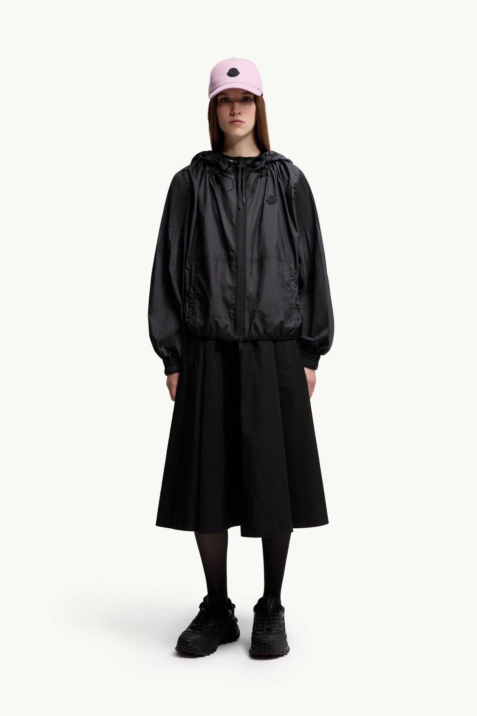 Black Auxonne Hooded Windbreaker - Short Down Jackets for Women