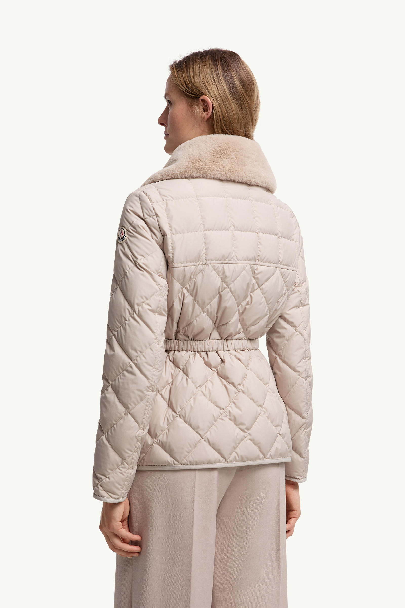 Cygne Diamond-Quilted Short Down Jacket Women Beige Moncler 4