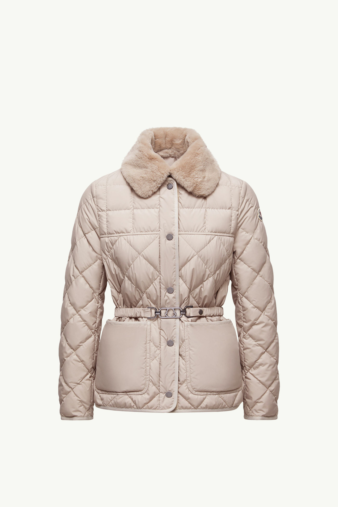Cygne kurze Daunenjacke mit Kunstfellbesatz Damen Beige Moncler 2
