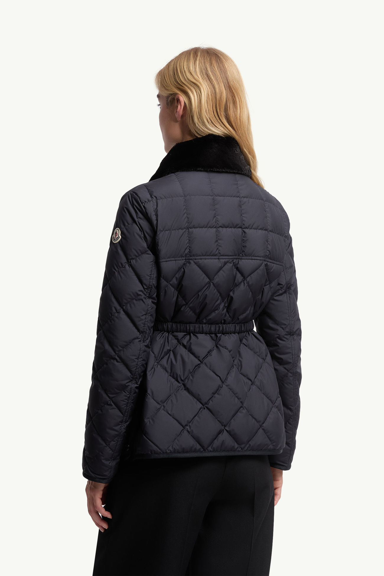 Cygne kurze Daunenjacke mit Kunstfellbesatz Damen Navyblau Moncler 4