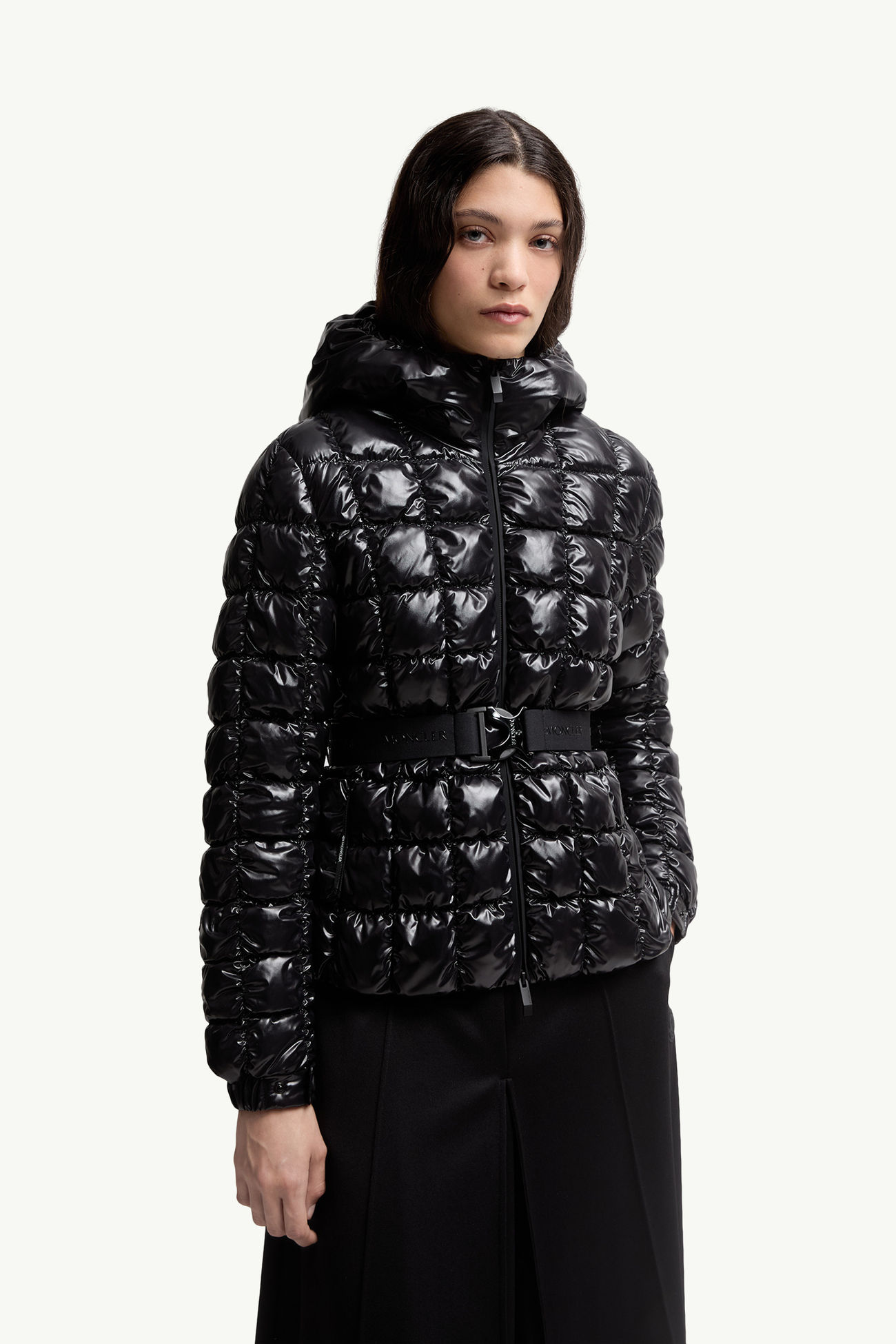 Eynard Hooded Square-Quilted Short Down Jacket Women Black Moncler 3
