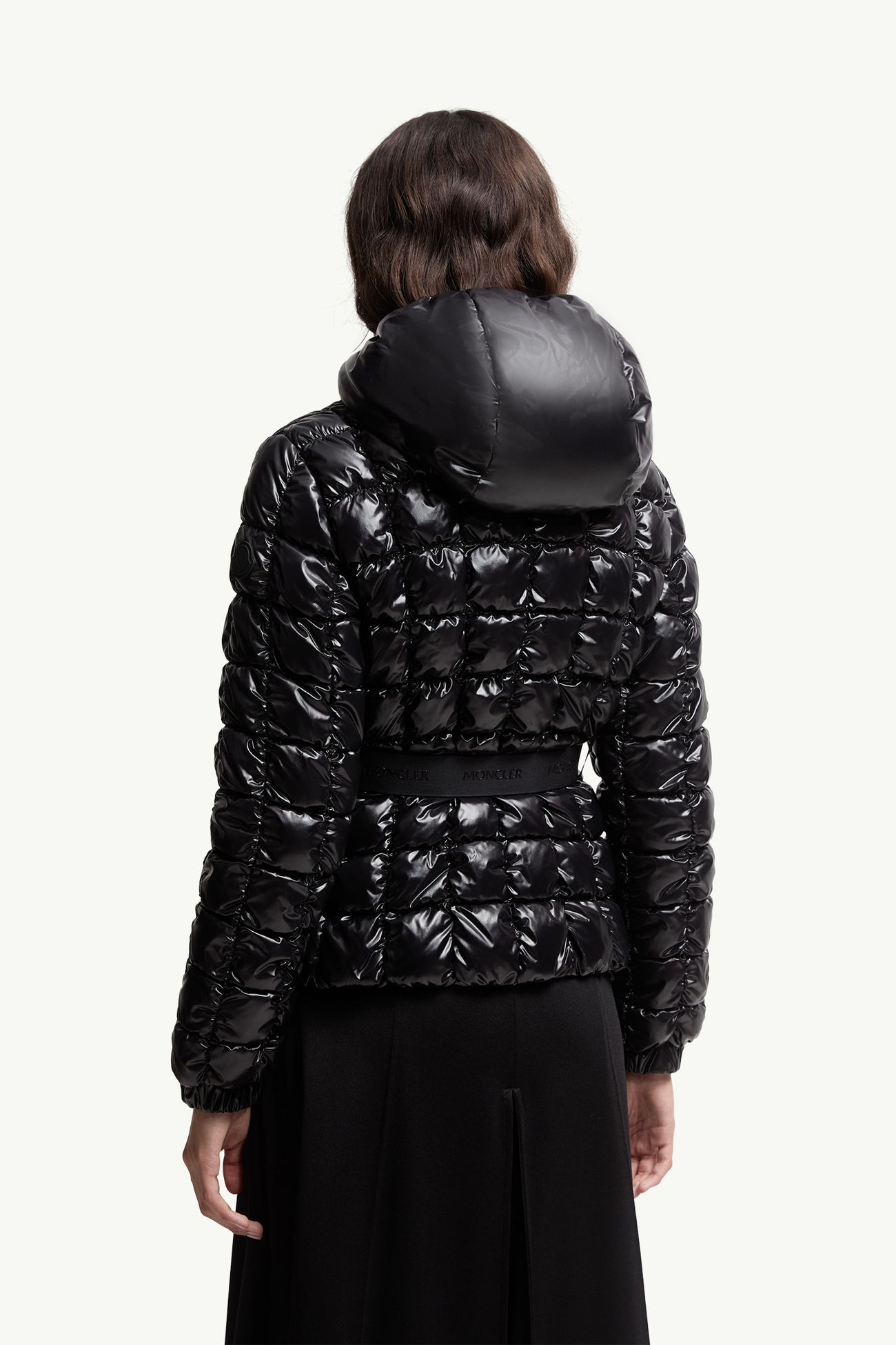 Plumífero largo con acolchado a cuadros y capucha Eynard Mujer Negro Moncler 4