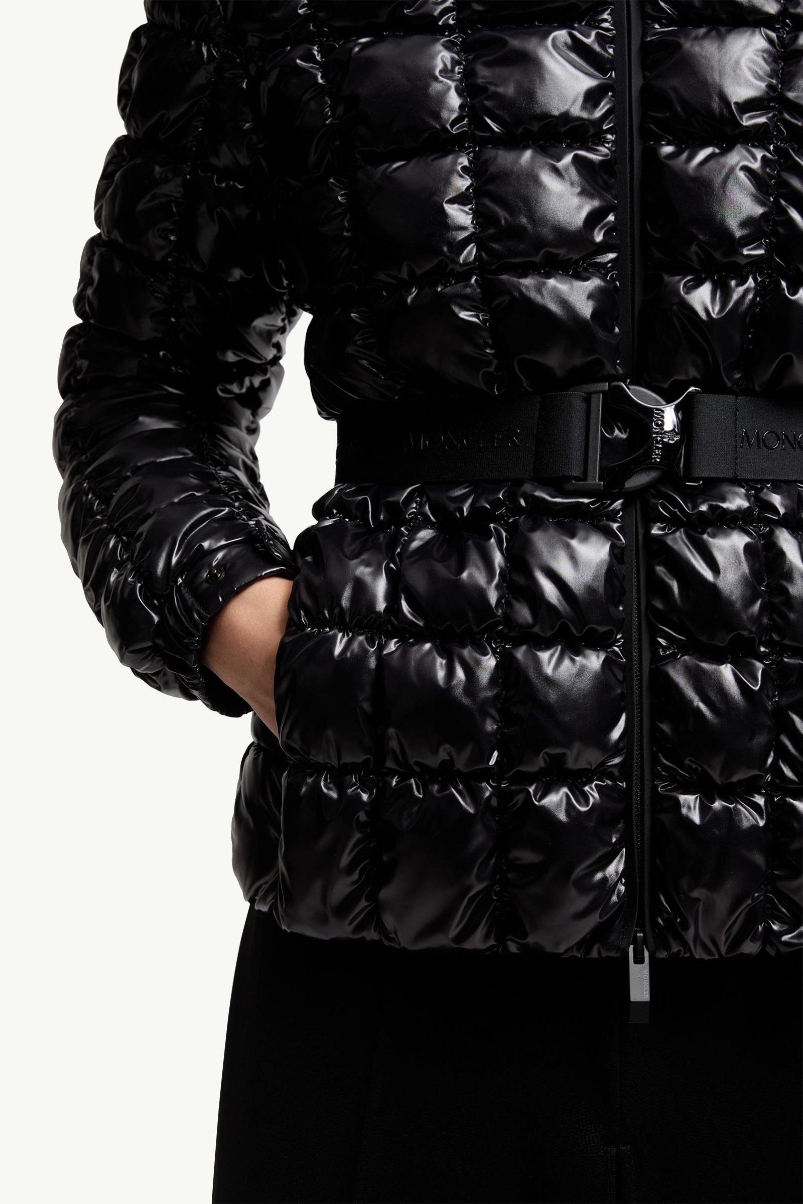 Eynard Hooded Square-Quilted Short Down Jacket Women Black Moncler 6