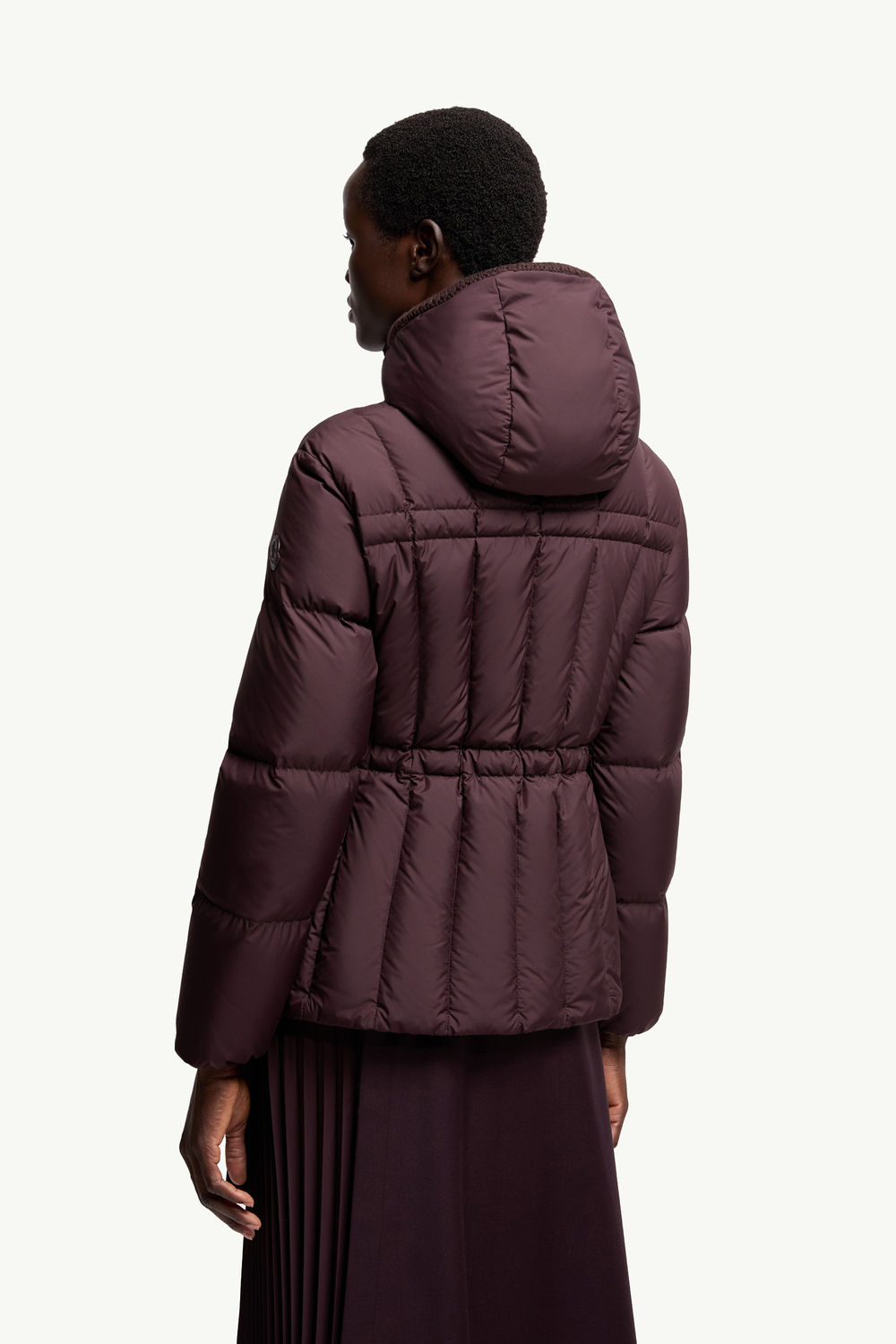 Estom Vertical-Quilted Hooded Short Down Jacket Women Grape Red Moncler 4